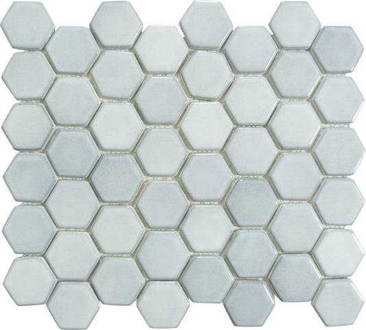 Greenwich Urbanite Grey 2" Hexagon Recycled Gloss Glass Pool Tile Euro Glass