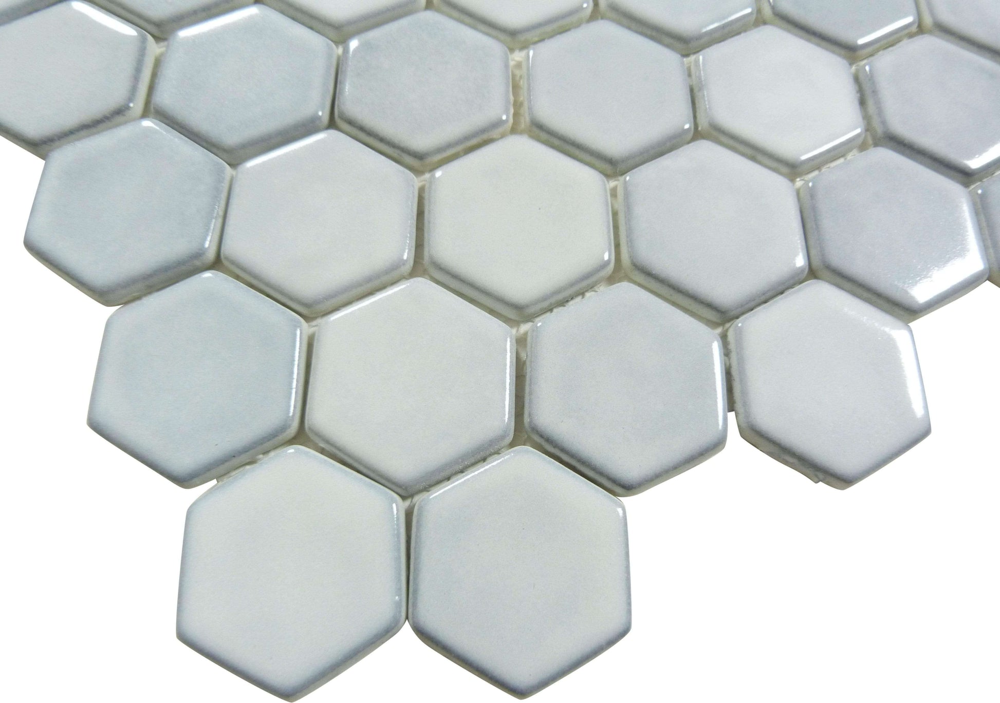 Greenwich Urbanite Grey 2" Hexagon Recycled Gloss Glass Pool Tile Euro Glass