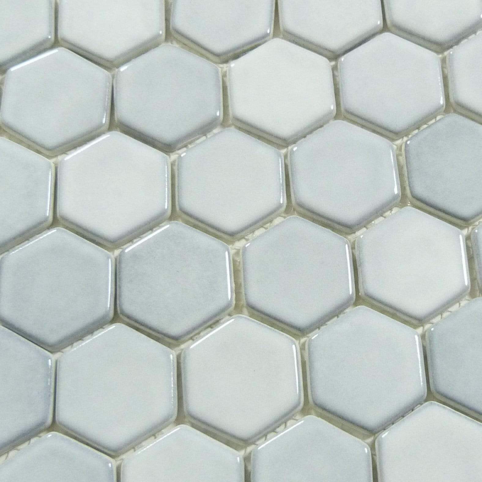 Greenwich Urbanite Grey 2" Hexagon Recycled Gloss Glass Pool Tile Euro Glass