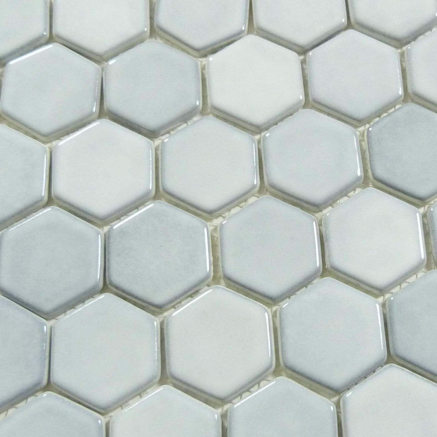 Greenwich Urbanite Grey 2" Hexagon Recycled Gloss Glass Pool Tile Euro Glass