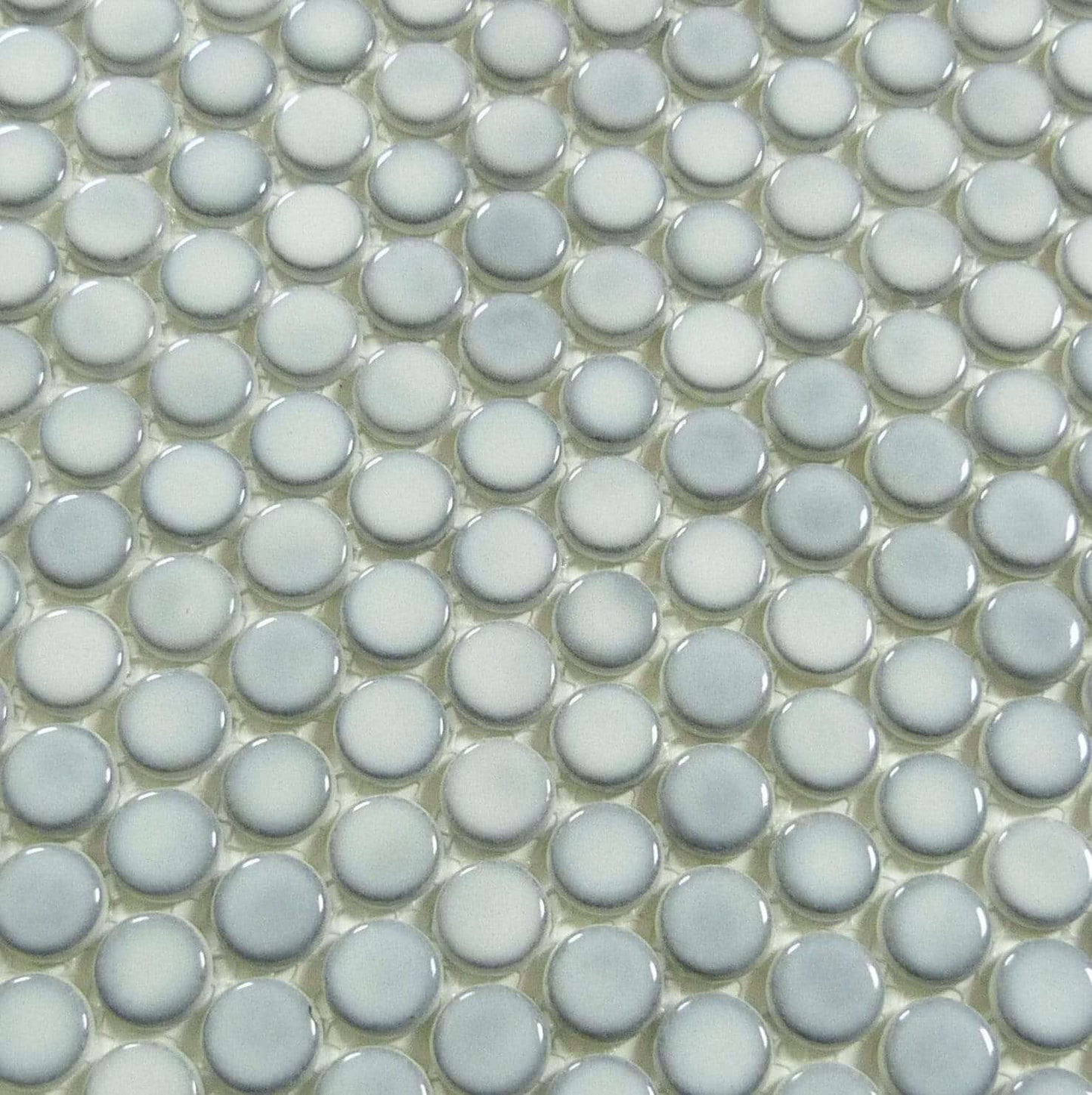 Greenwich Urbanite Grey Penny Round Recycled Glossy Glass Pool Tile Euro Glass