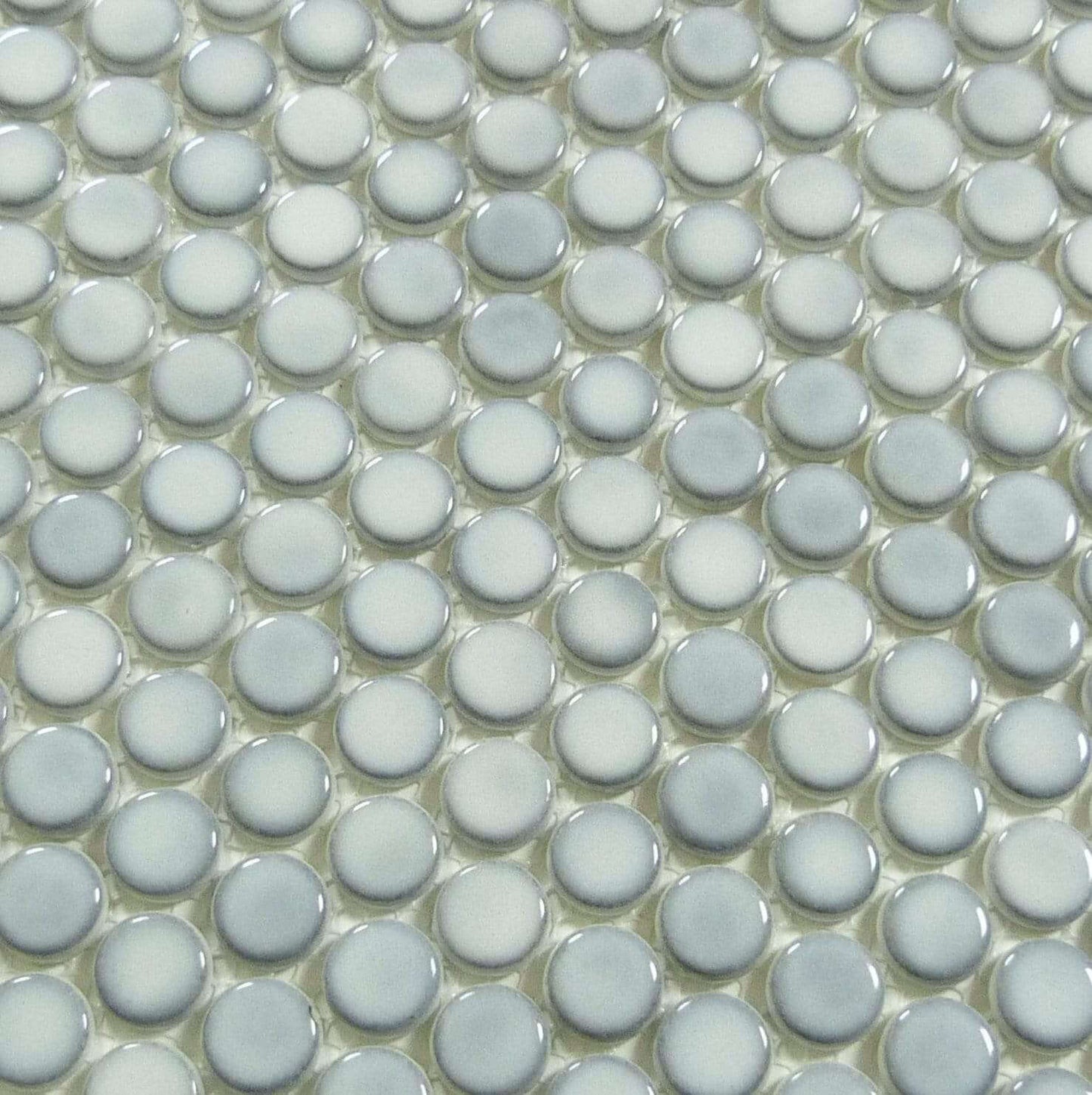 Greenwich Urbanite Grey Penny Round Recycled Glossy Glass Pool Tile Euro Glass