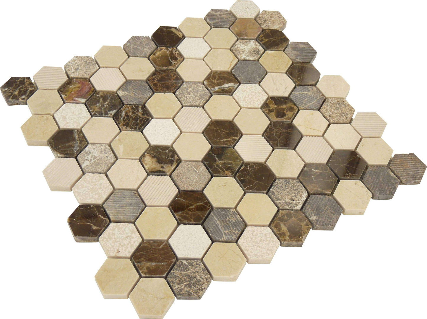 Dream Gallery Hexagon Brown Polished and Unpolished Stone Tile Euro Glass