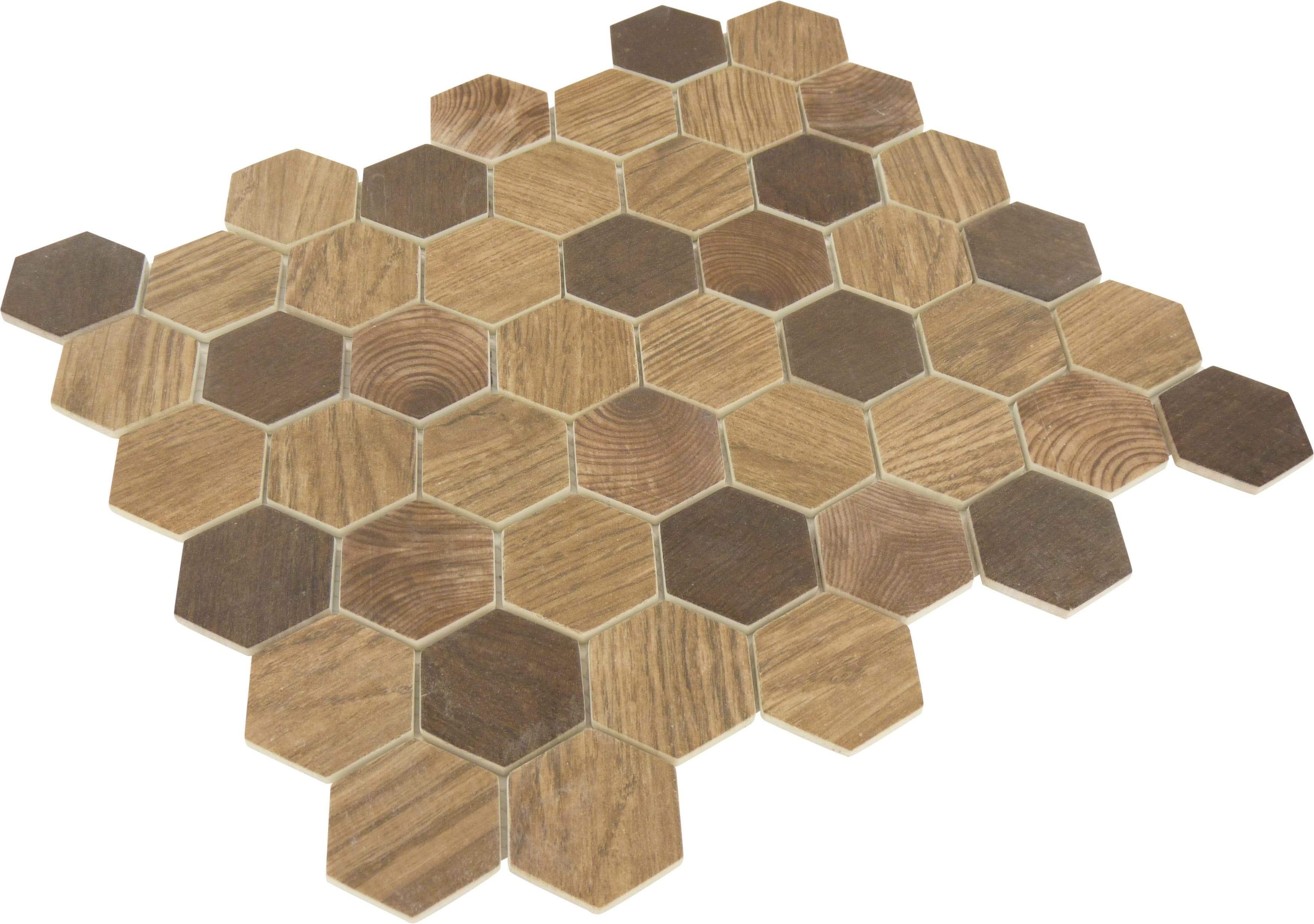 Western Redwood Brown Hexagon Recycled Matte Glass Tile Euro Glass