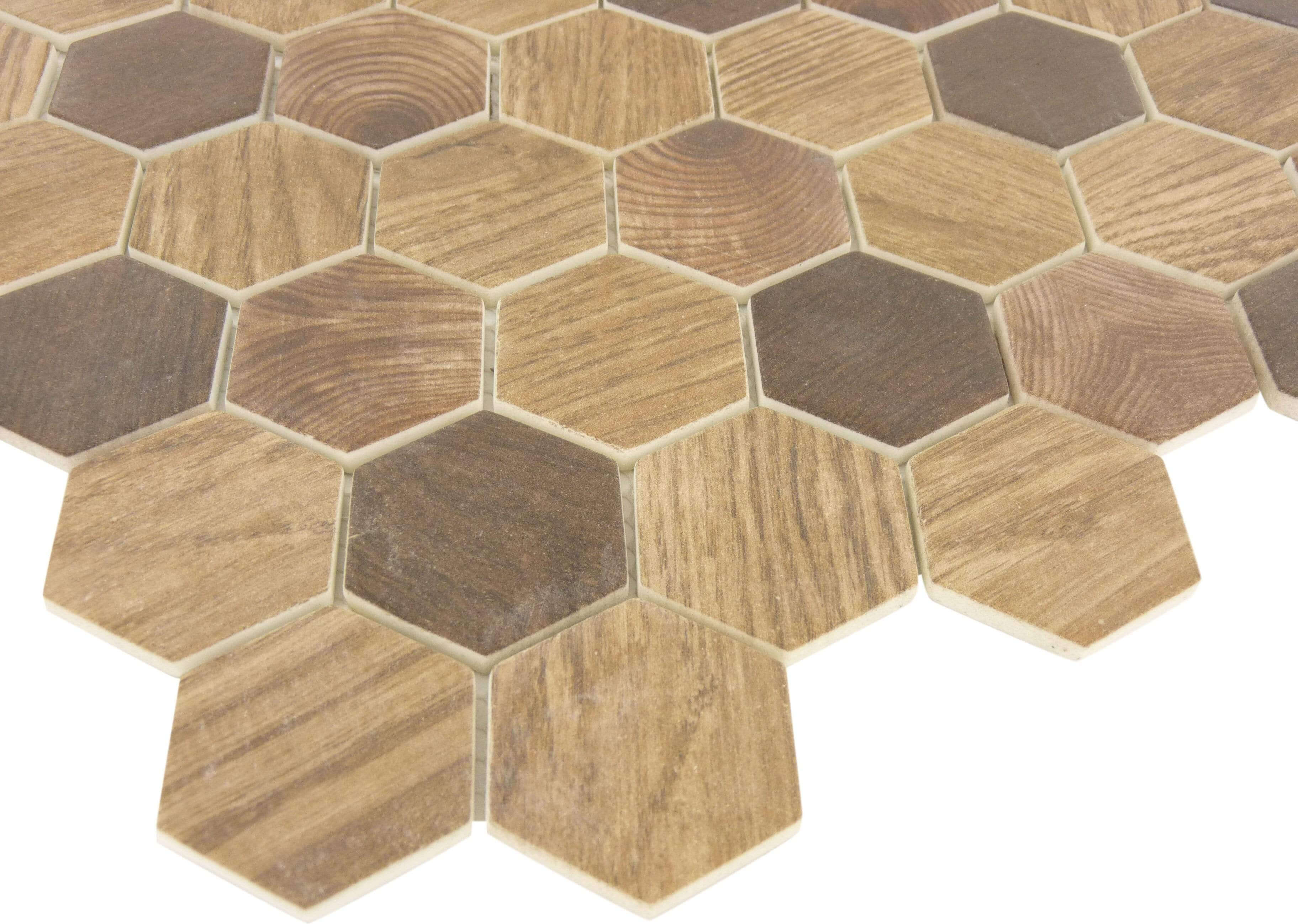 Western Redwood Brown Hexagon Recycled Matte Glass Tile Euro Glass