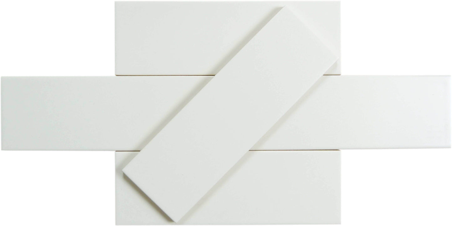 Horizons Tranquil Distance White 3'' x 9" Matte Ceramic Subway Tile Euro Glass