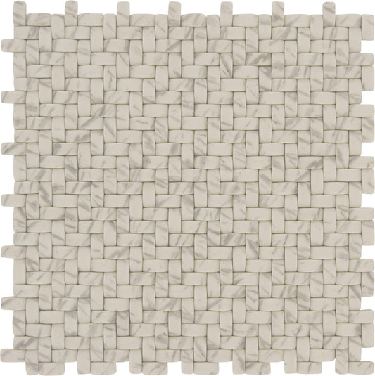 Inca Basket White Basket Weave Matte Glass Tile Euro Glass