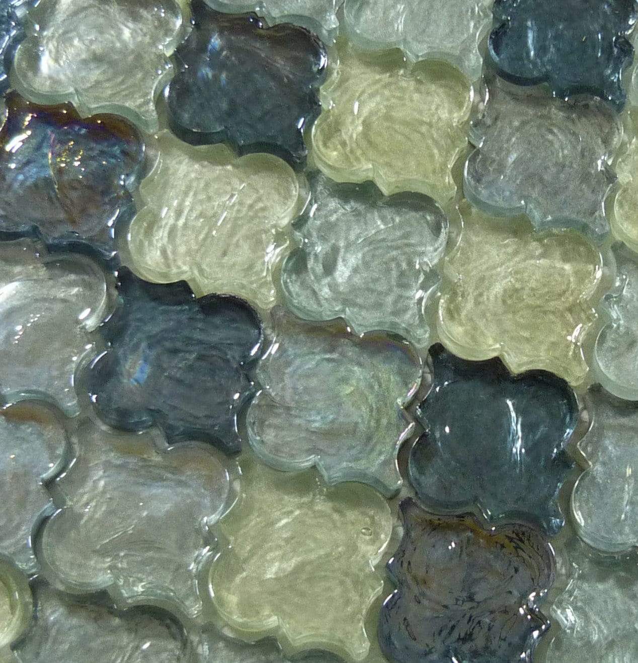 Heavenly Lagoon Blue Glossy and Iridescent Glass Tile Euro Glass