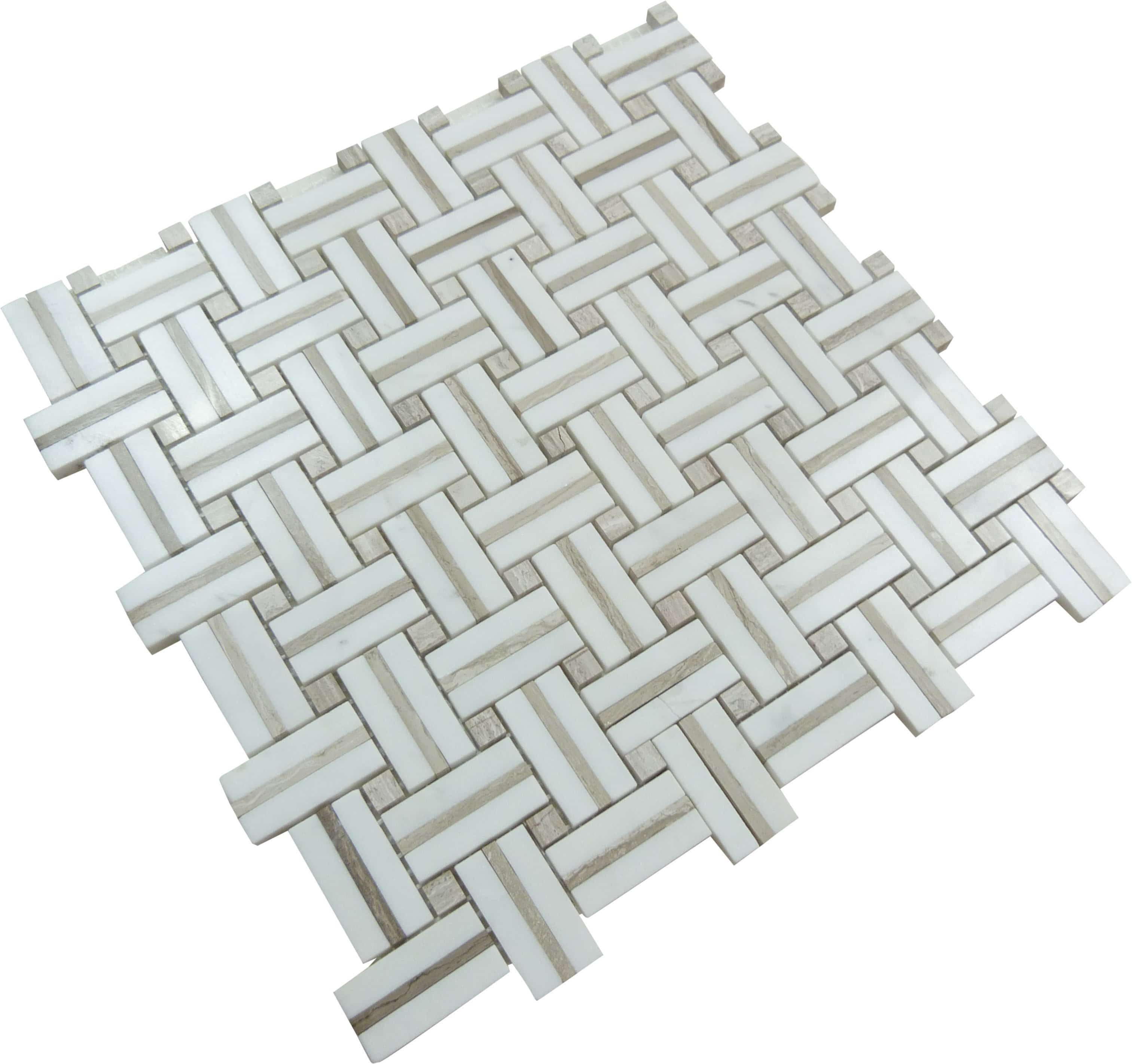 Kalahari Dunes Basket Weave Polished Stone Tile Euro Glass