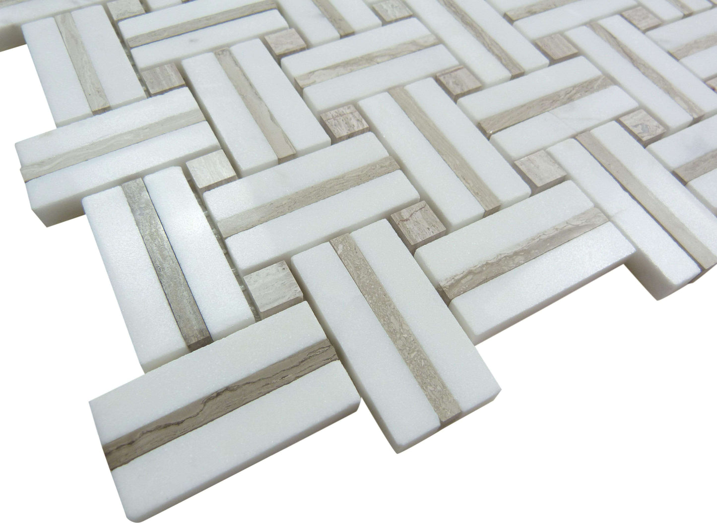 Kalahari Dunes Basket Weave Polished Stone Tile Euro Glass