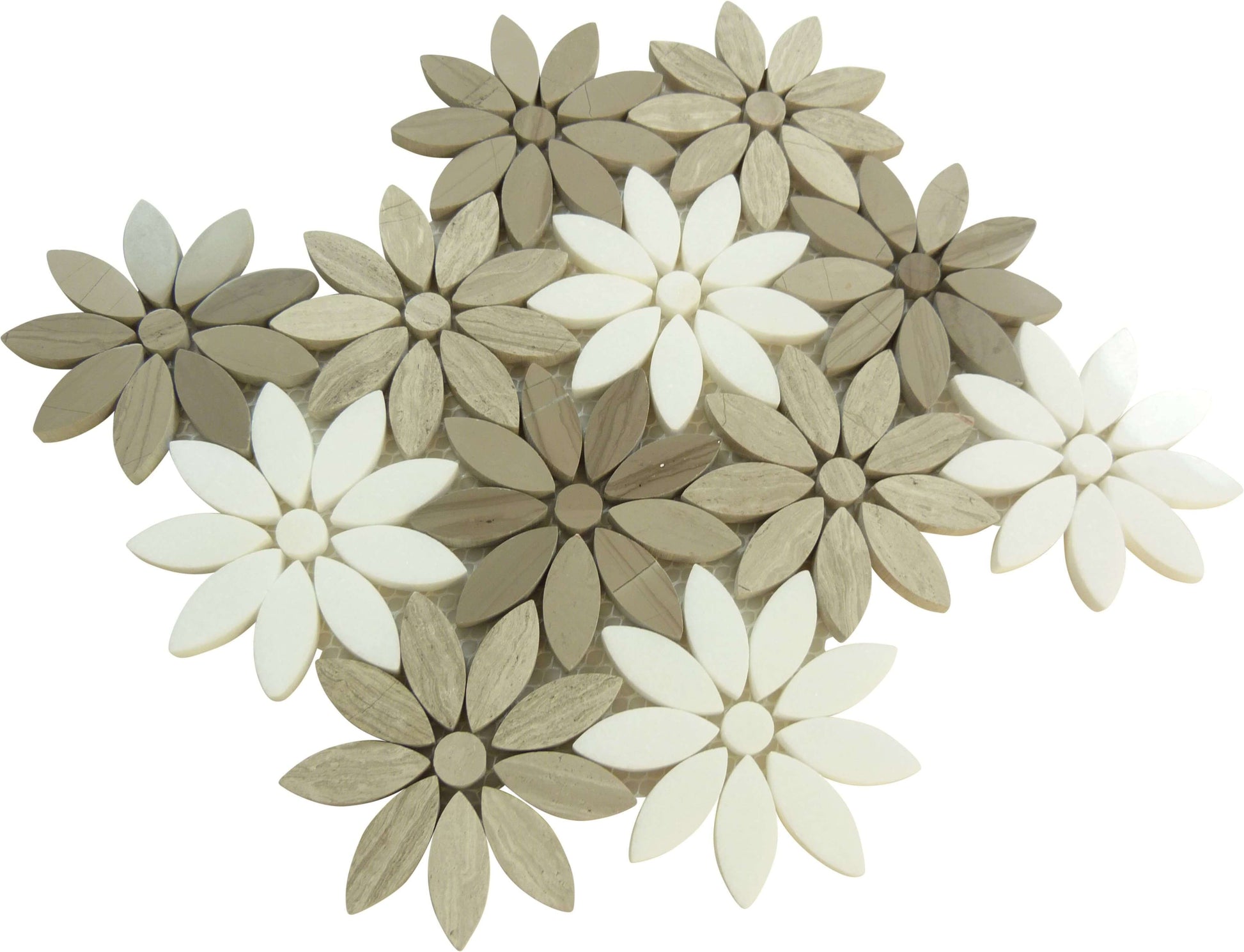 Fresh Bouquet Taupe Stone Tile Euro Glass