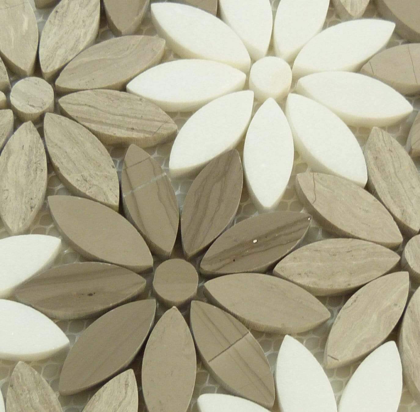 Fresh Bouquet Taupe Stone Tile Euro Glass