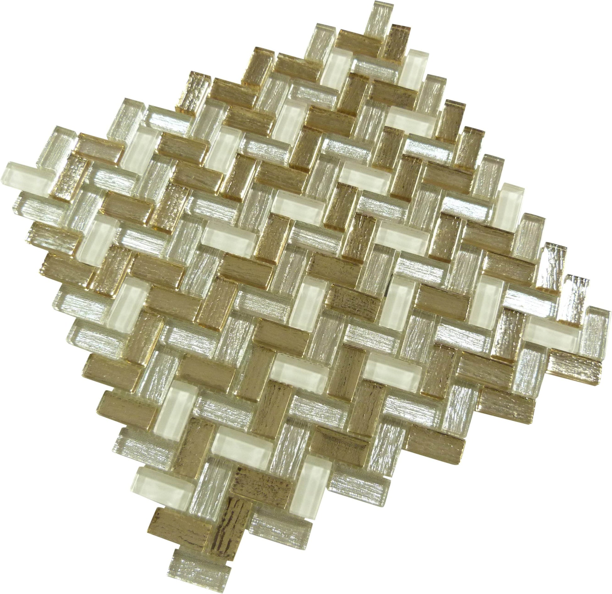 Larati Lane Gold Mini Herringbone Glossy Glass Tile Euro Glass