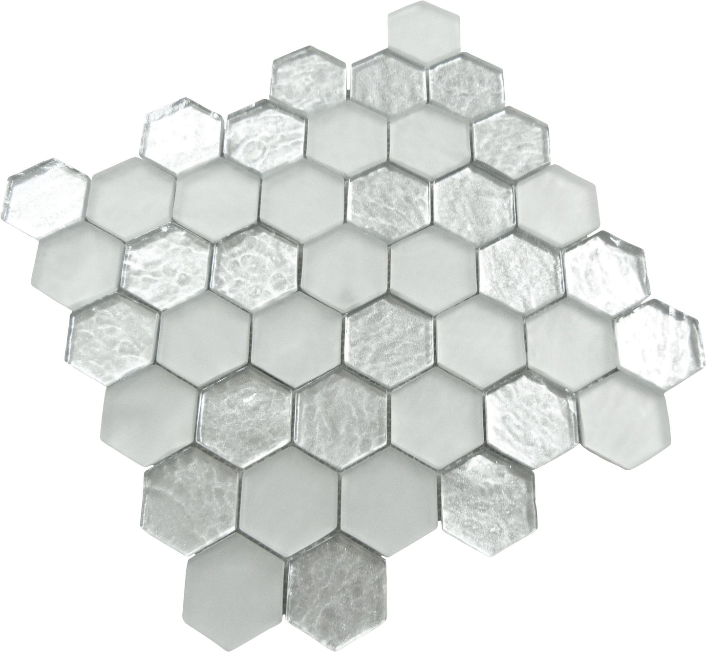 Lehai Gem Hexagon Silver Glossy and Frosted Glass Tile Euro Glass