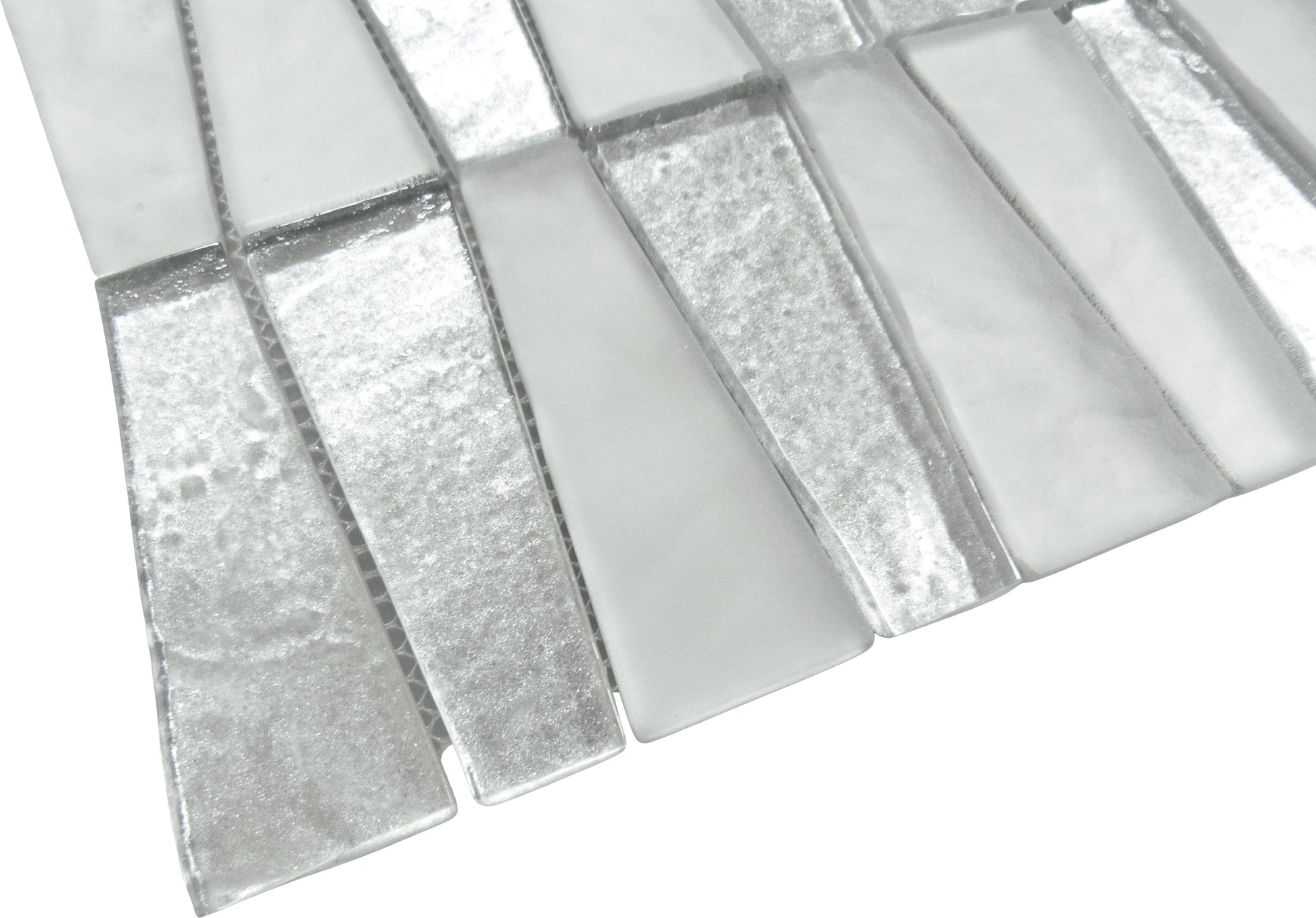 Lehai Gem Trapezoid Silver Glossy and Frosted Glass Tile Euro Glass