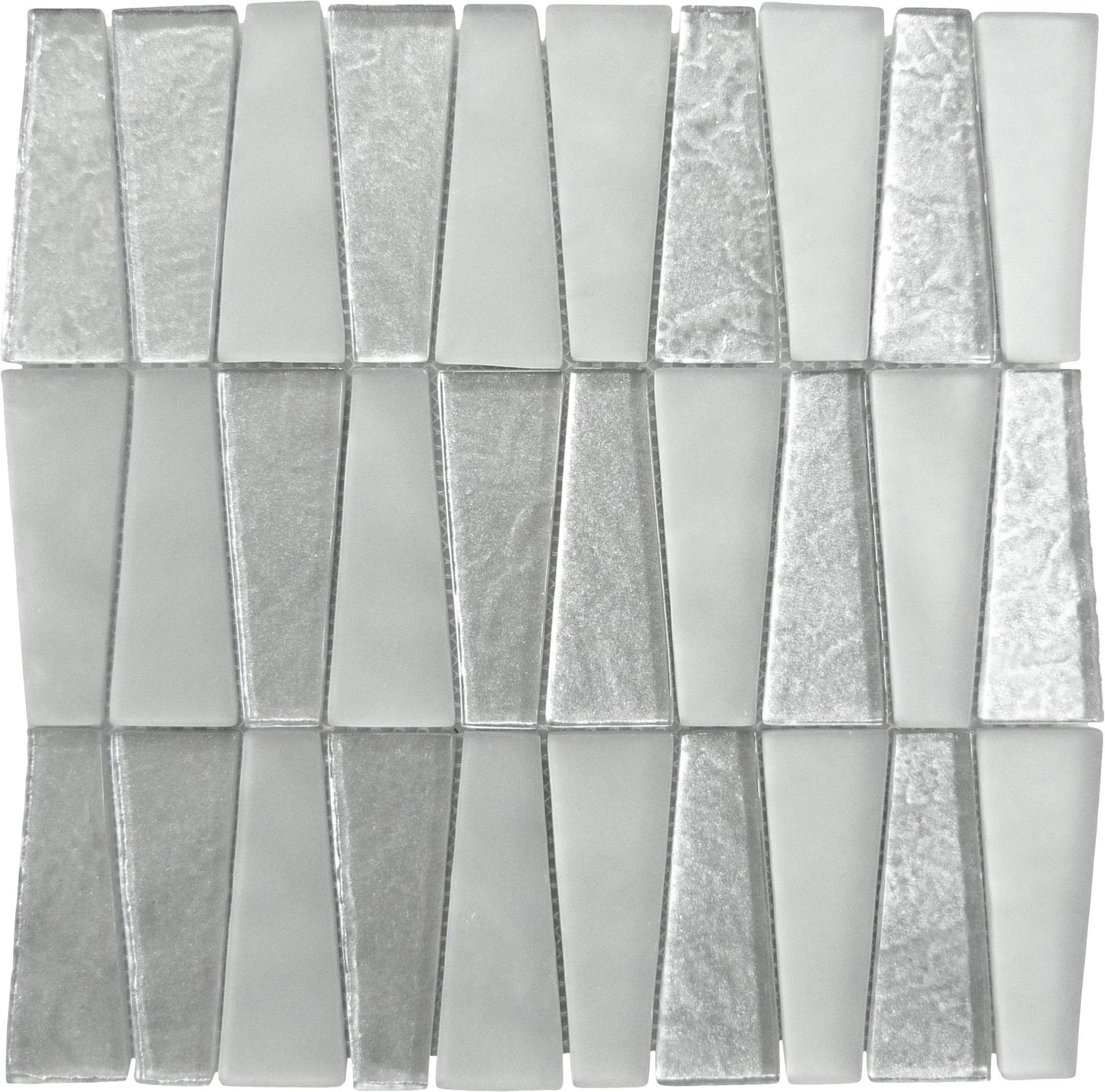 Lehai Gem Trapezoid Silver Glossy and Frosted Glass Tile Euro Glass