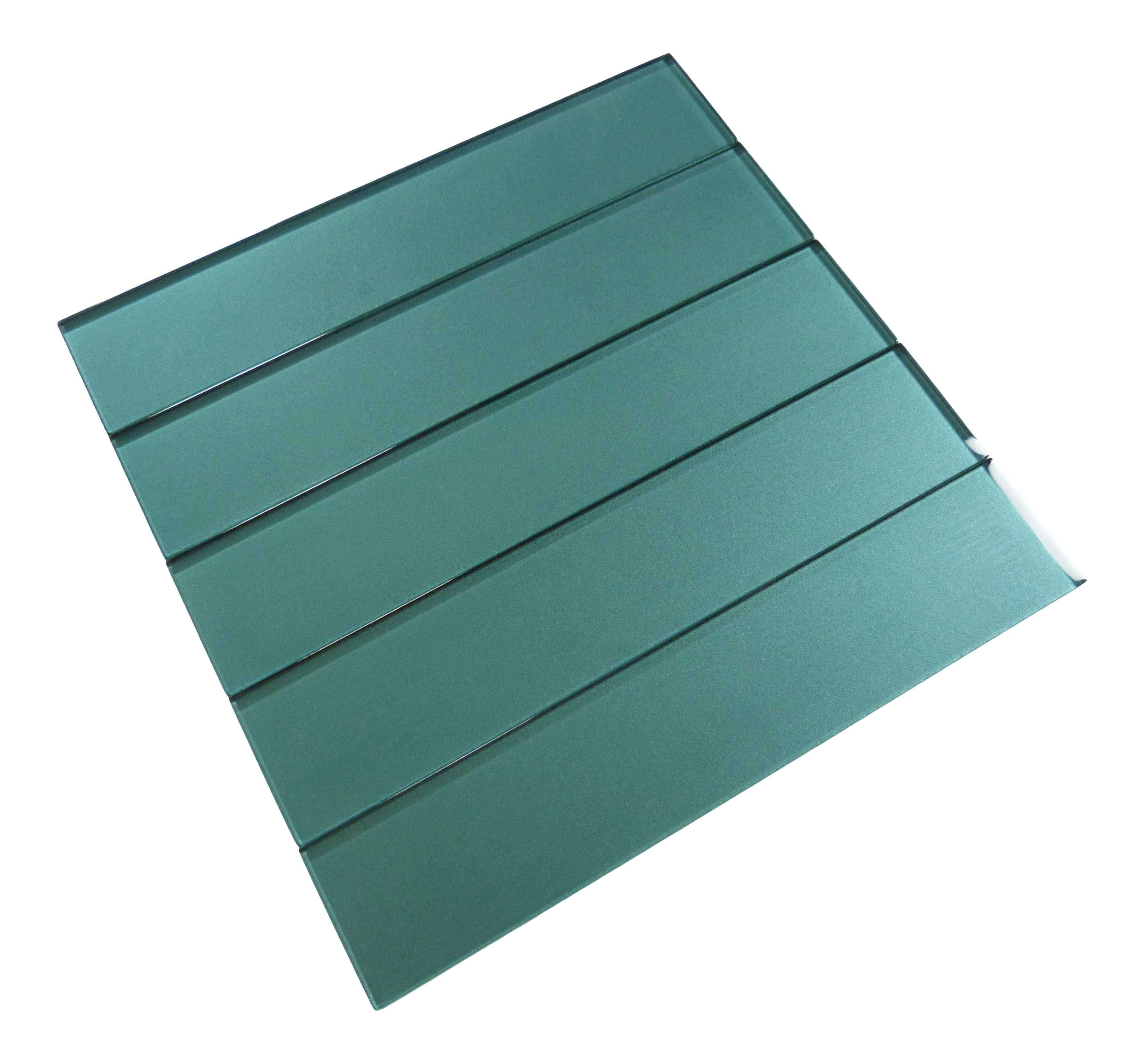 Lustrous Aquastone Aqua 3" x 14" Shimmer Glossy Glass Subway Tile Euro Glass