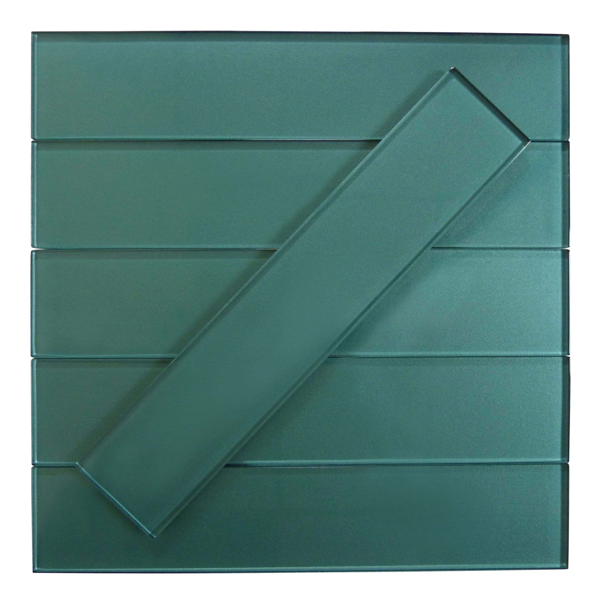 Lustrous Aquastone Aqua 3" x 14" Shimmer Glossy Glass Subway Tile Euro Glass