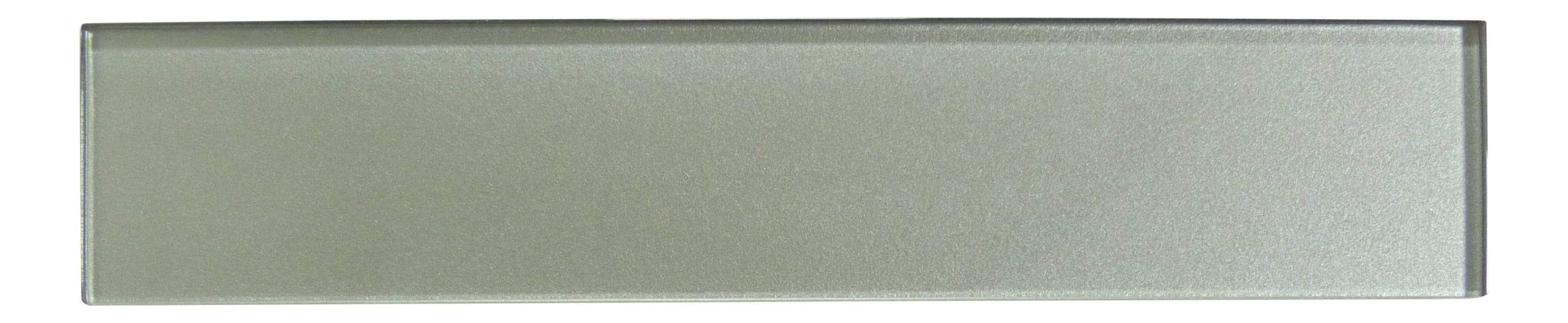 Lustrous Grand Hazel Grey 3" x 14" Shimmer Glossy Glass Subway Tile Euro Glass