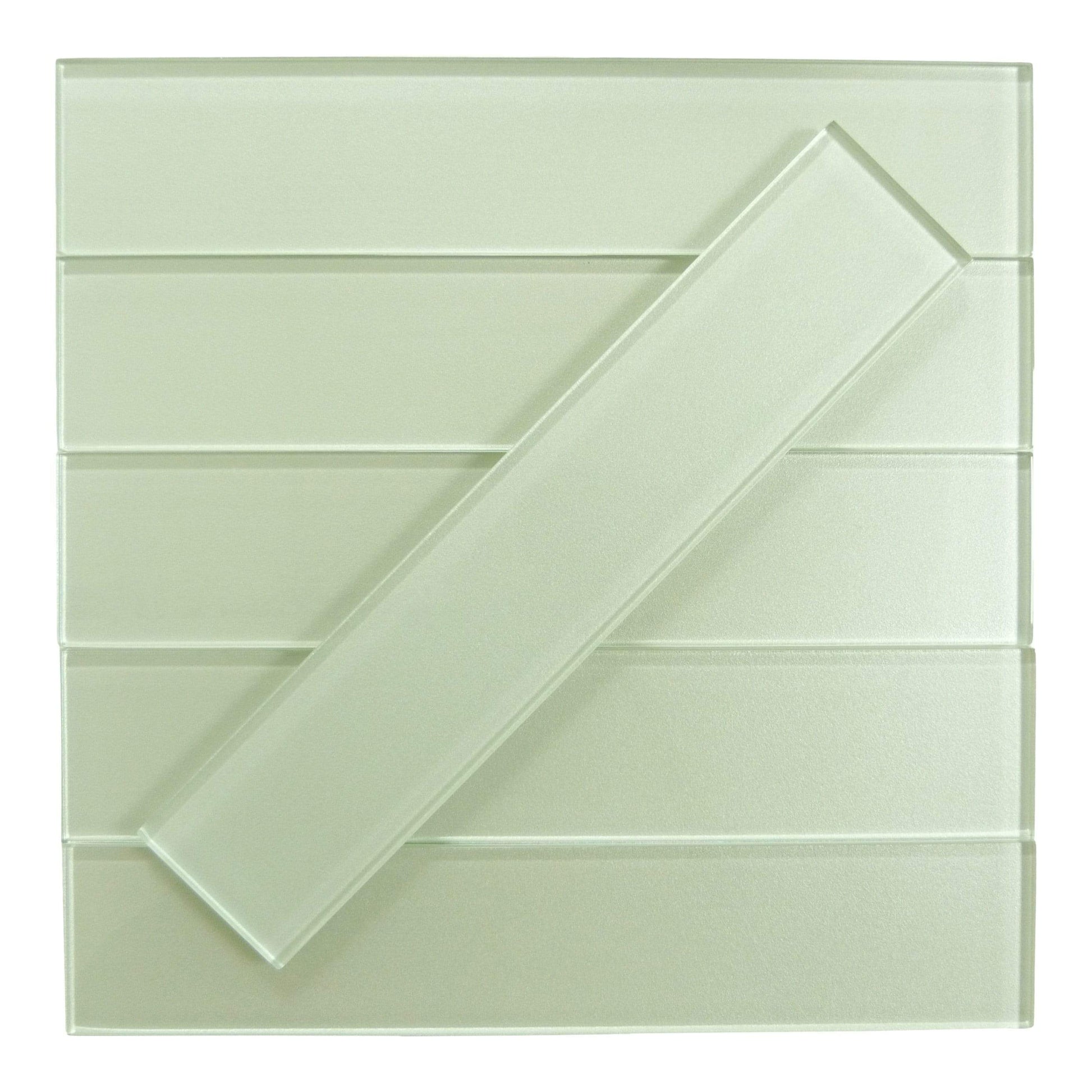 Lustrous Kauai Green 3" x 14" Shimmer Glossy Glass Subway Tile Euro Glass