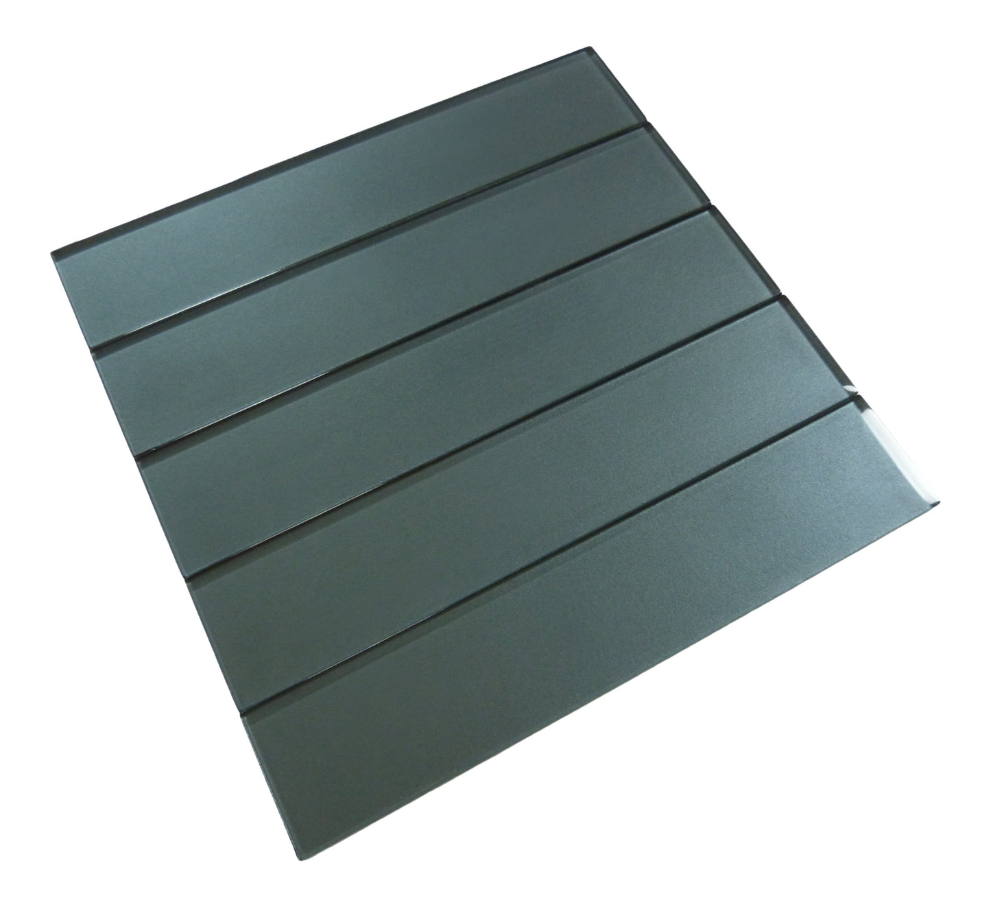 Lustrous Liquid Mercury Grey 3" x 14" Shimmer Glossy Glass Subway Tile Euro Glass