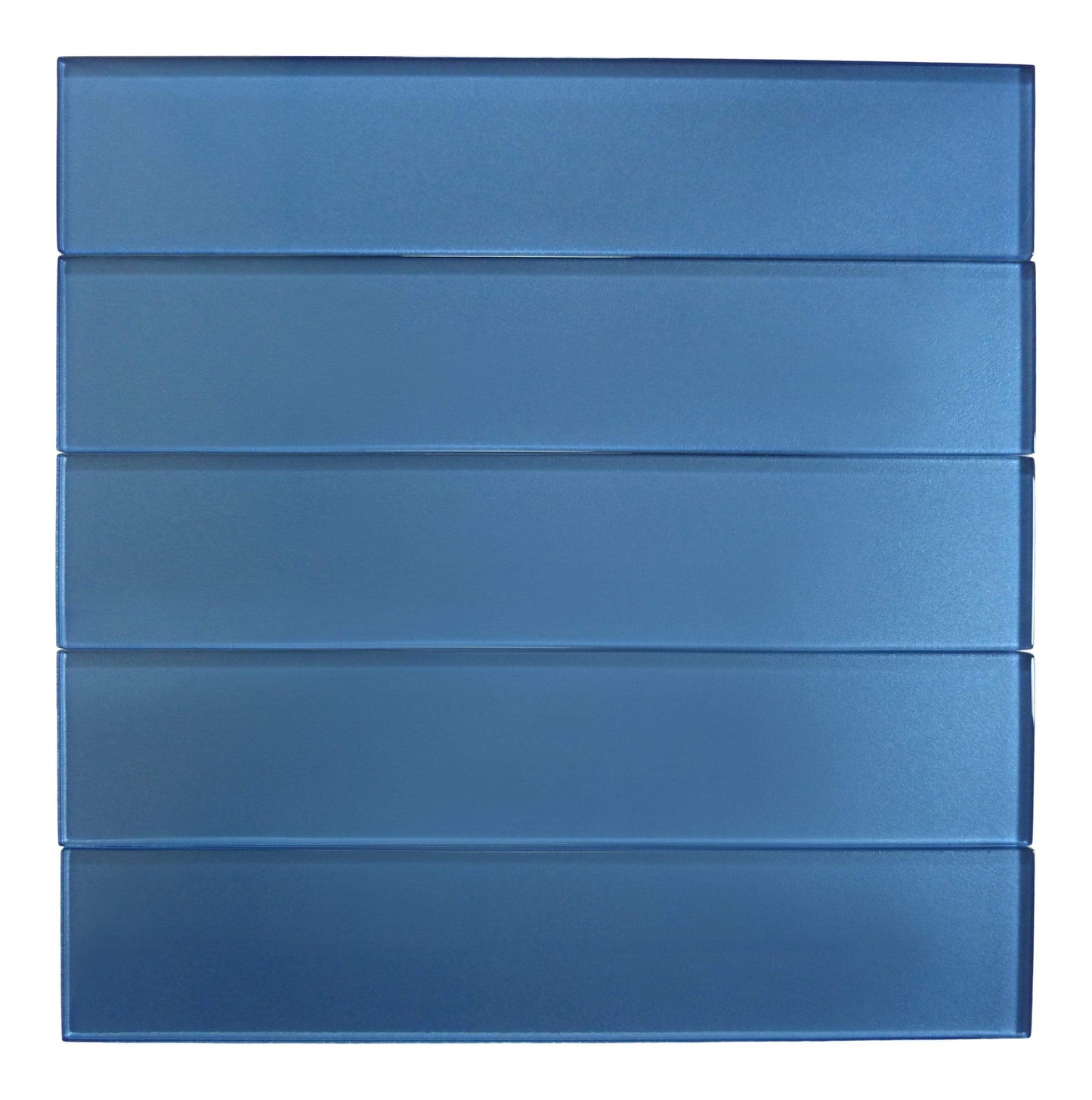 Lustrous Yale Blue 3" x 14" Shimmer Glossy Glass Subway Tile Euro Glass