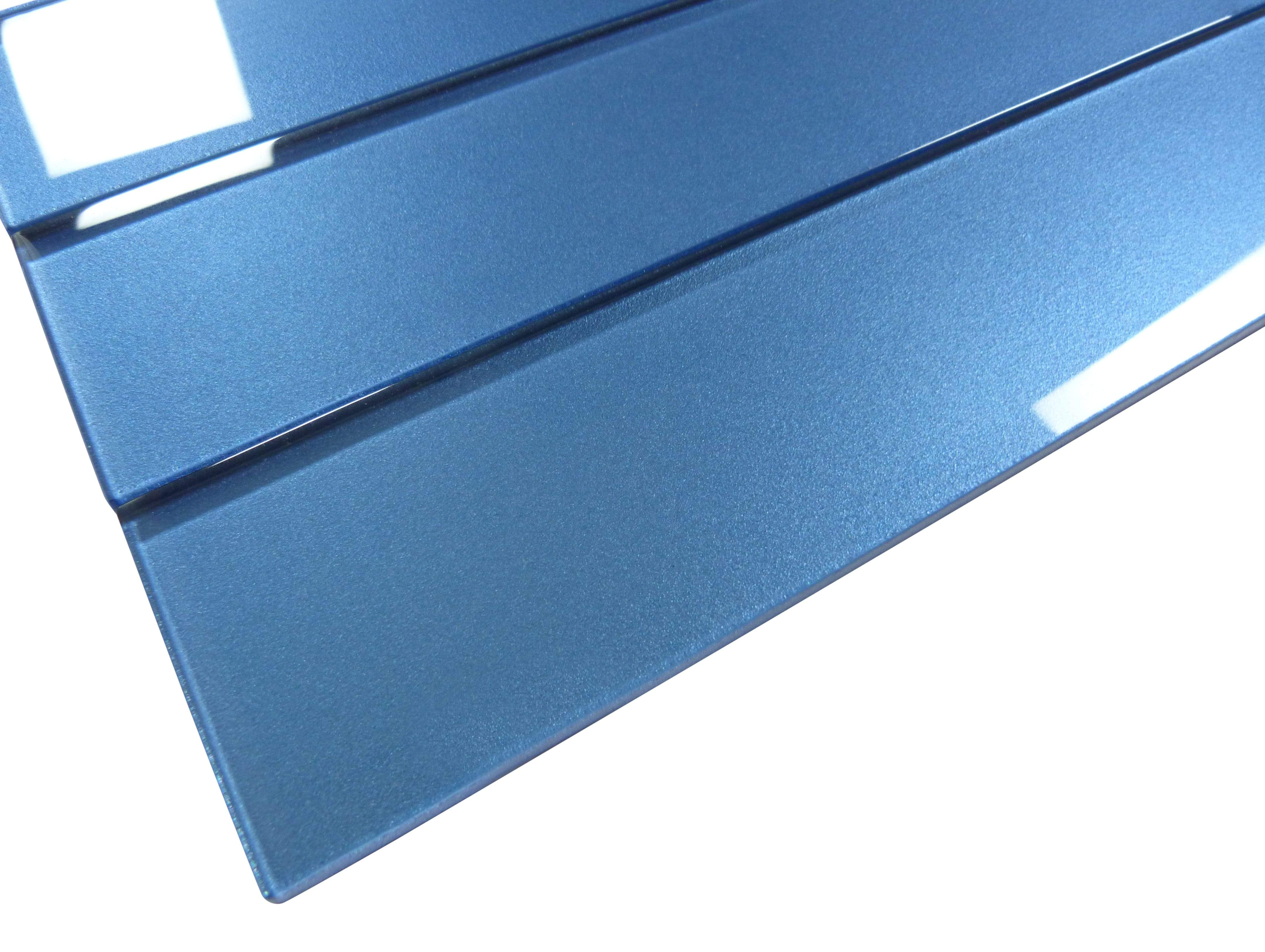 Lustrous Yale Blue 3" x 14" Shimmer Glossy Glass Subway Tile Euro Glass