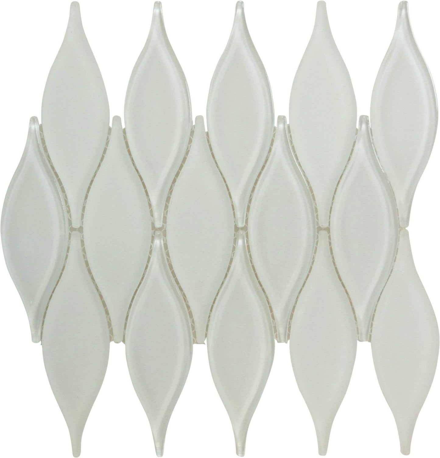 Marshmallow White Unique Shape Glossy & Frosted Glass Tile Euro Glass