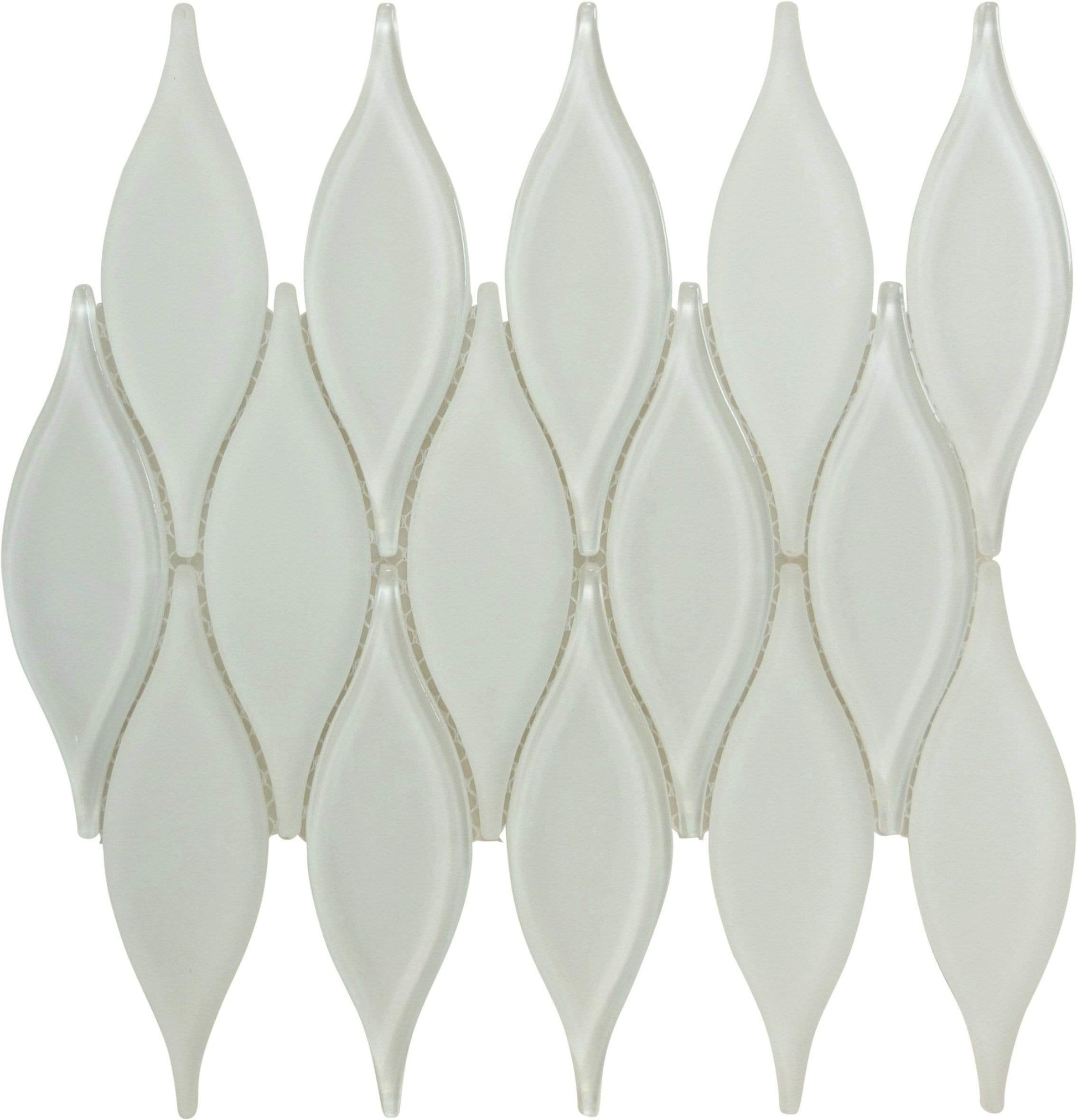 Marshmallow White Unique Shape Glossy & Frosted Glass Tile Euro Glass