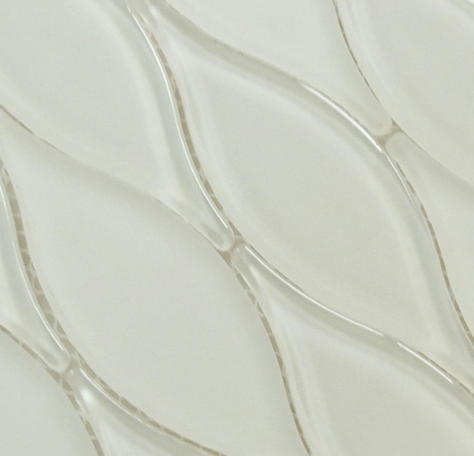 Marshmallow White Unique Shape Glossy & Frosted Glass Tile Euro Glass