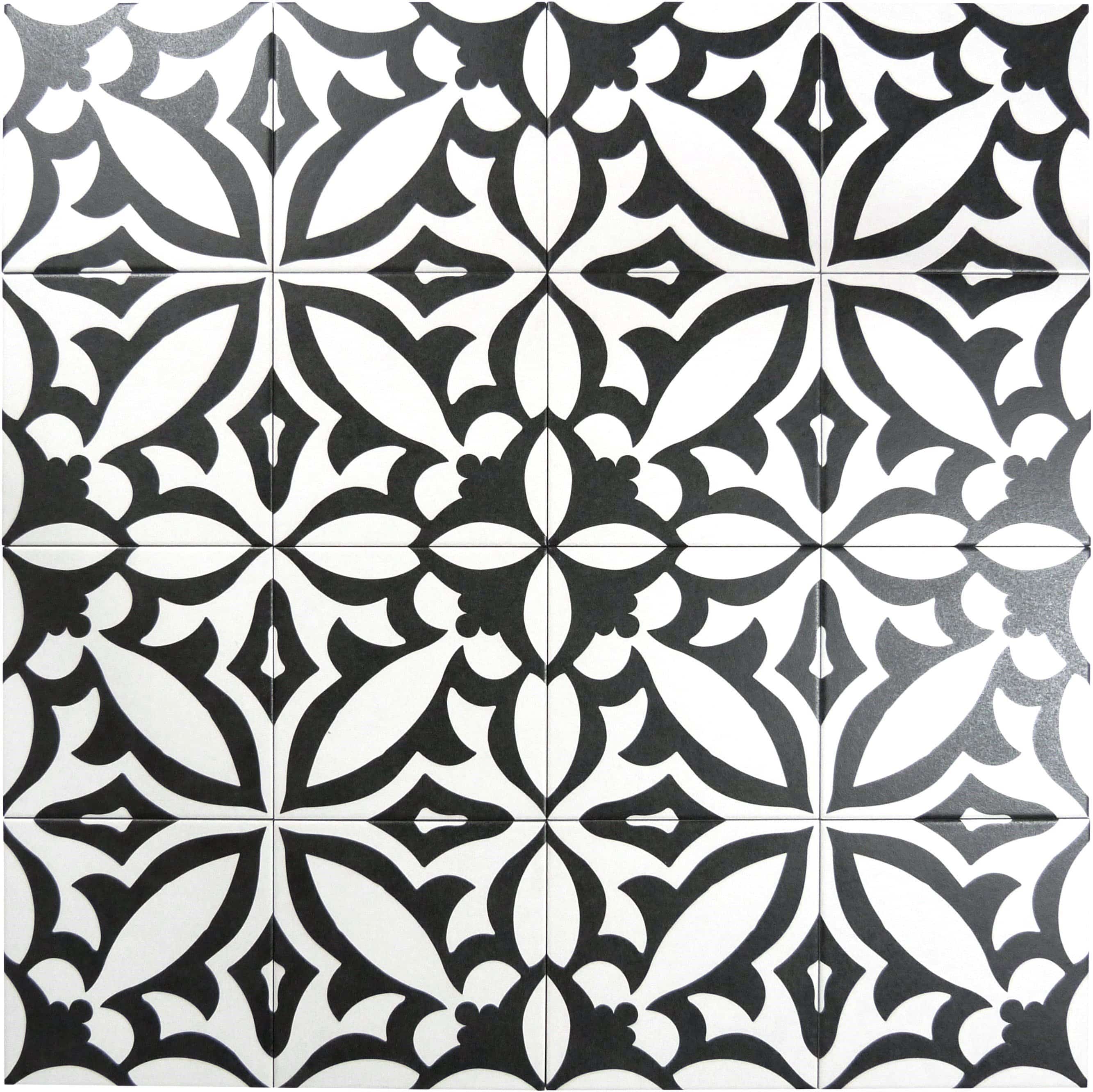 Retro Neuve Fleur Nior 8" x 8" Matte Porcelain Tile Euro Glass