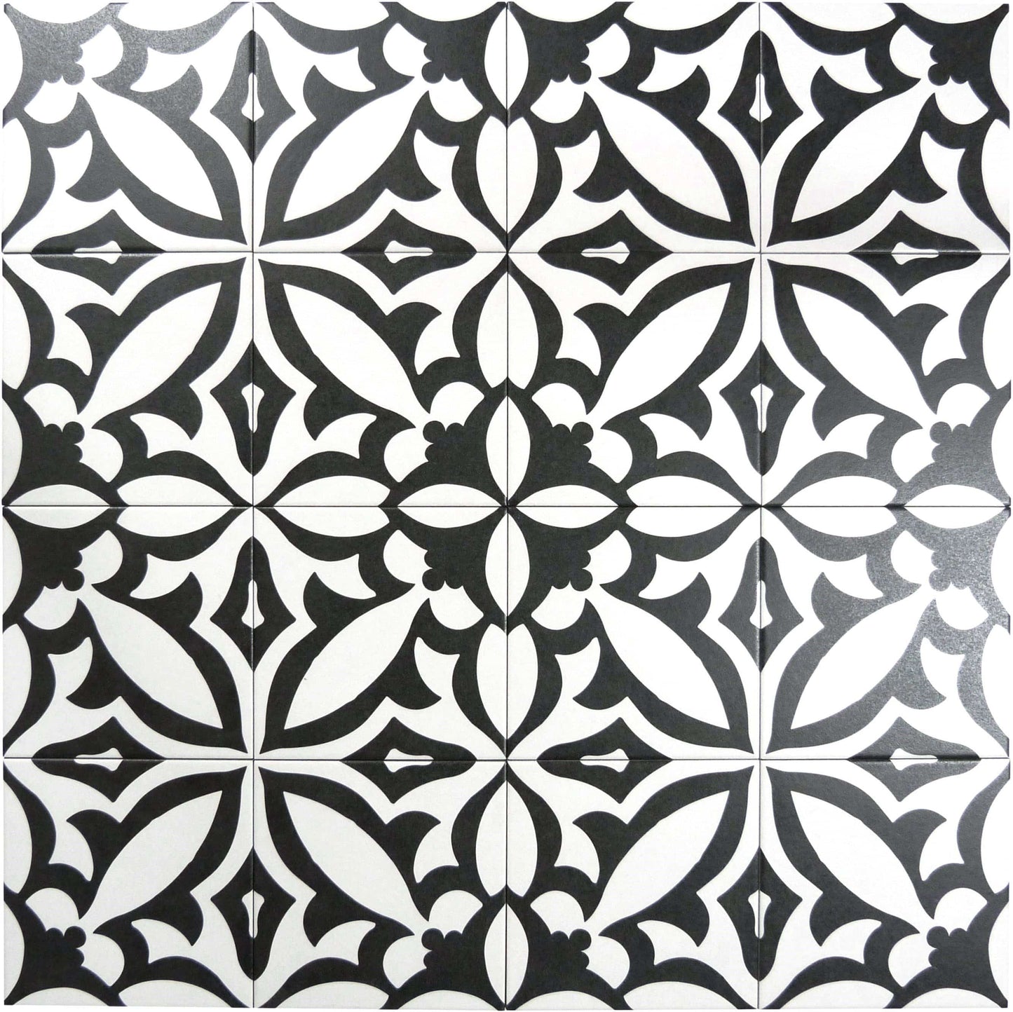 Retro Neuve Fleur Nior 8" x 8" Matte Porcelain Tile Euro Glass