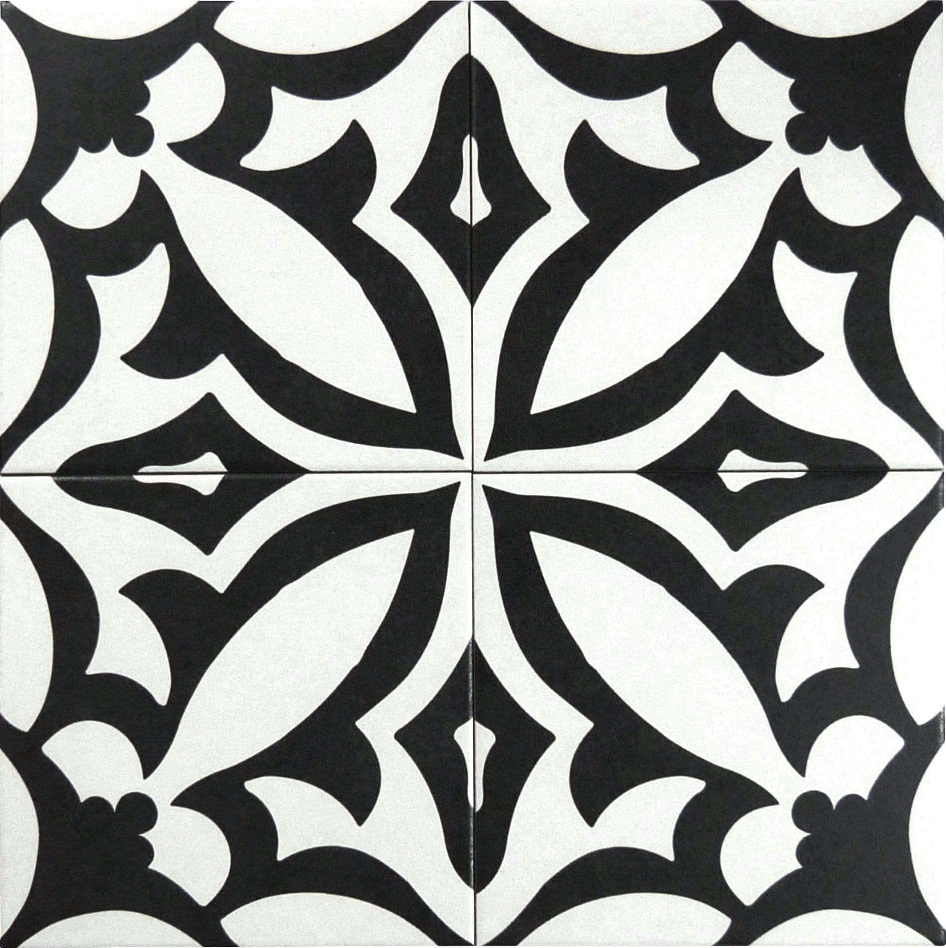 Retro Neuve Fleur Nior 8" x 8" Matte Porcelain Tile Euro Glass