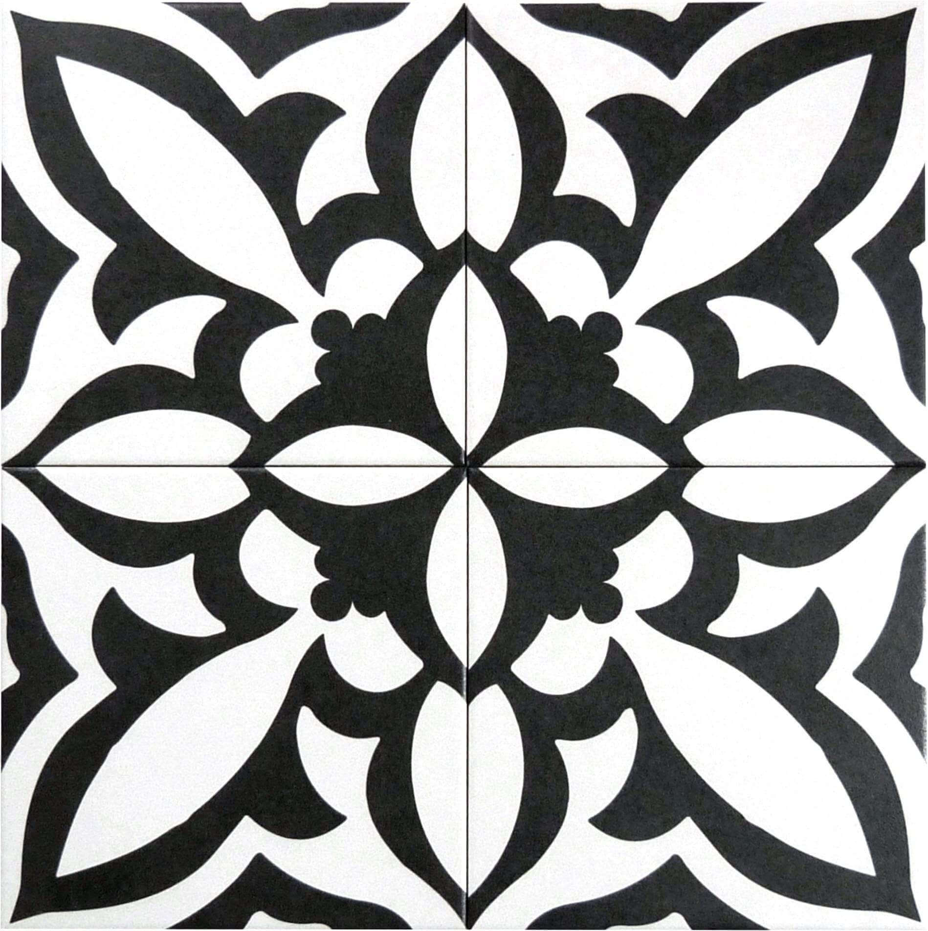 Retro Neuve Fleur Nior 8" x 8" Matte Porcelain Tile Euro Glass