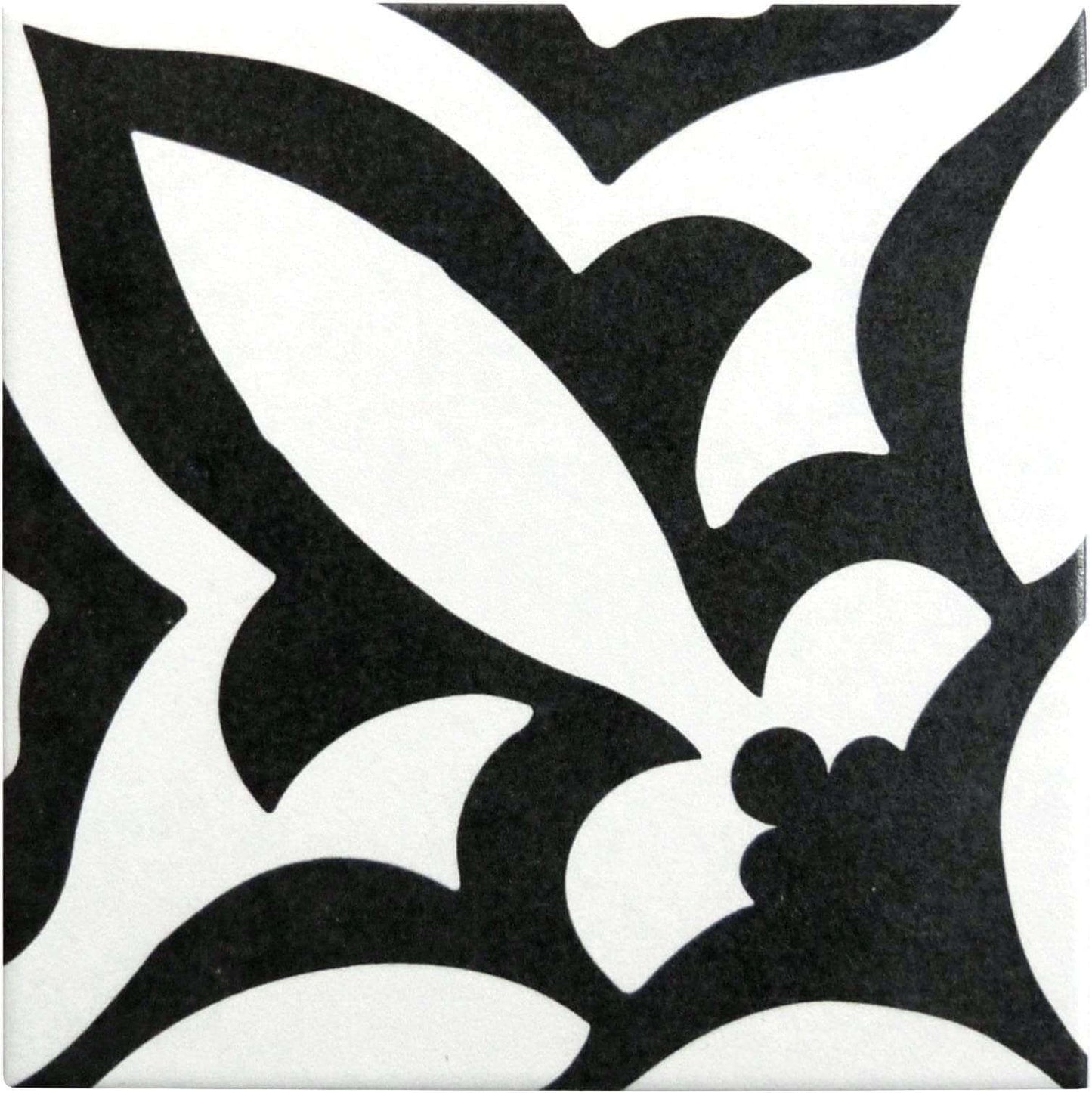 Retro Neuve Fleur Nior 8" x 8" Matte Porcelain Tile Euro Glass