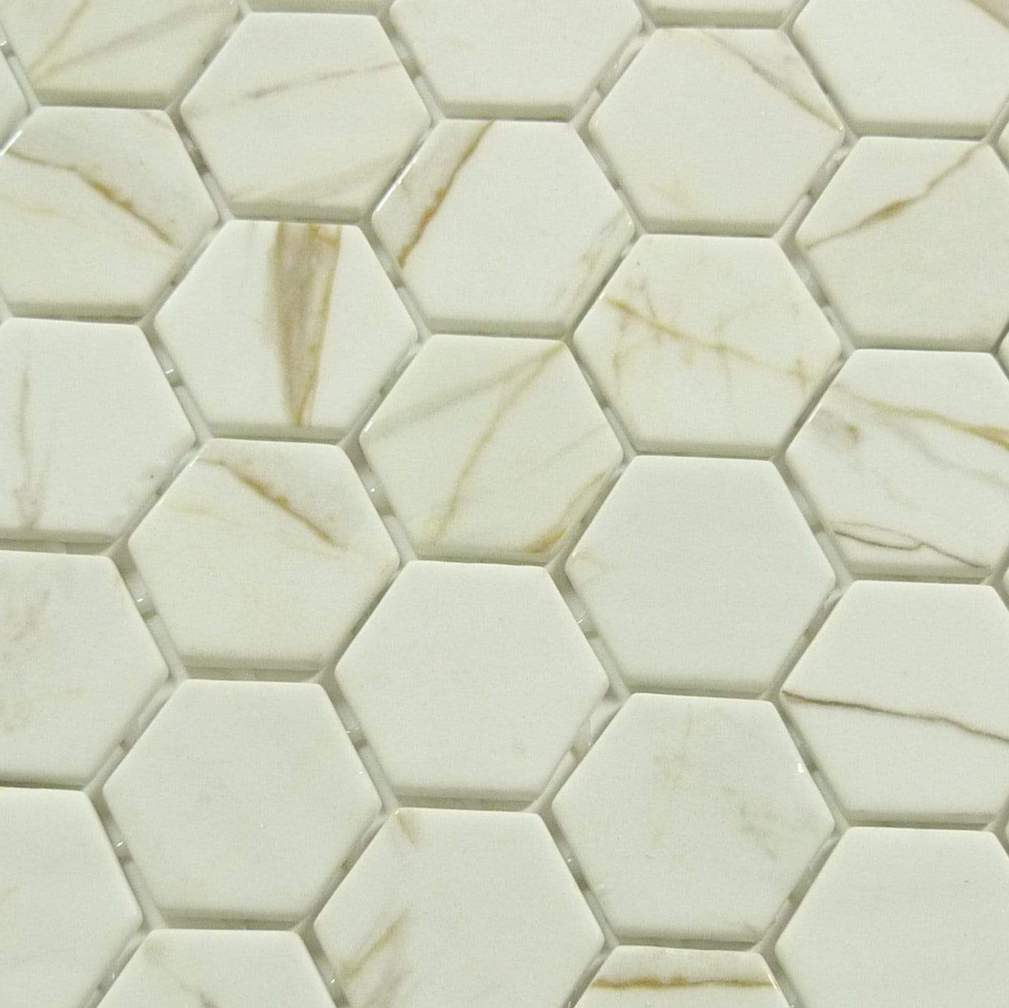 Mayan Garden Sun Rays Brown 2" Hexagon Recycled Matte Glass Pool Tile Euro Glass