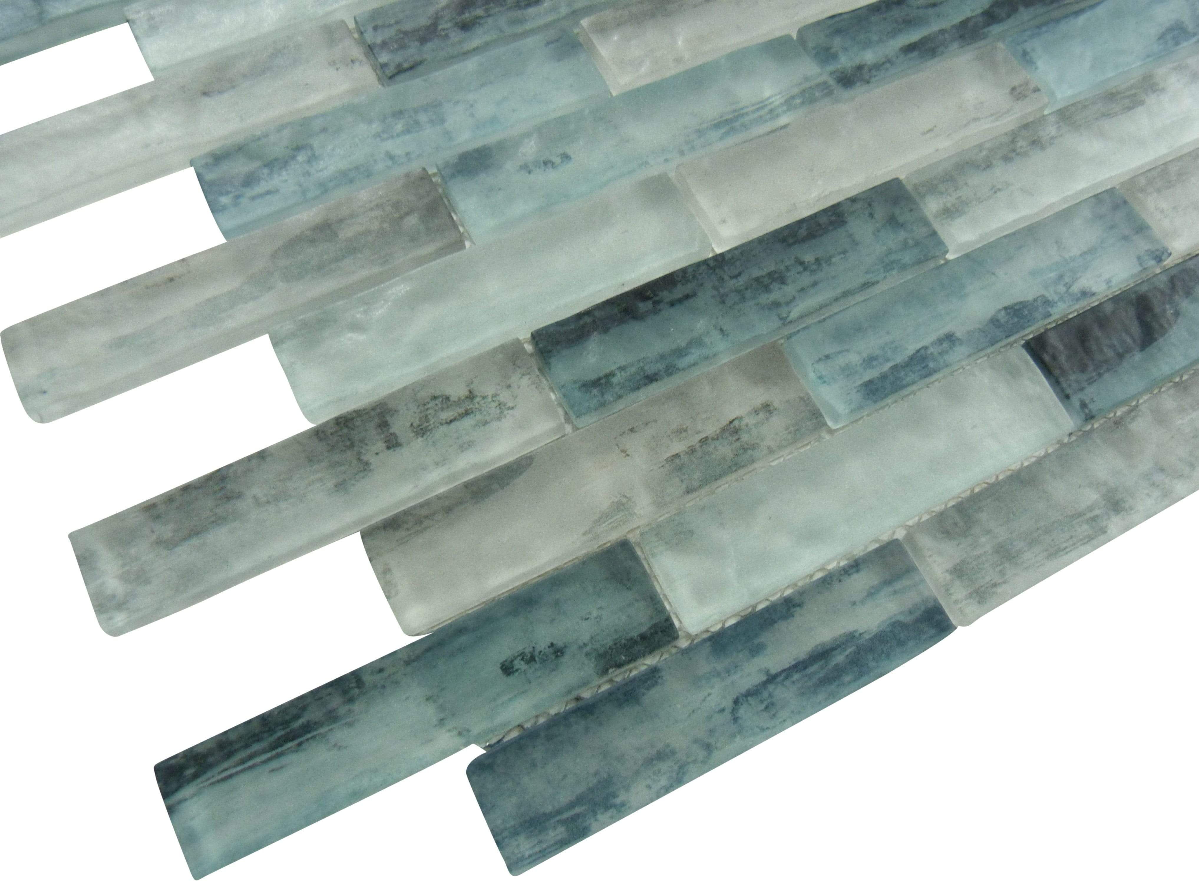 Metropolis Atlanna Aqua 1" x 4" Uniform Brick Matte Glass Tile Euro Glass