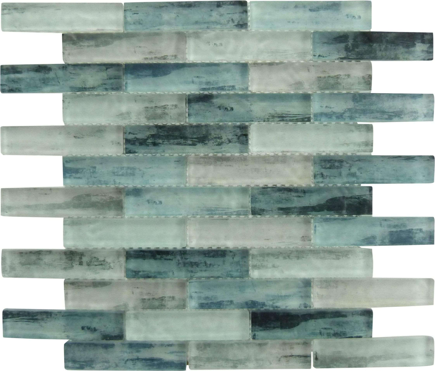 Metropolis Atlanna Aqua 1" x 4" Uniform Brick Matte Glass Tile Euro Glass