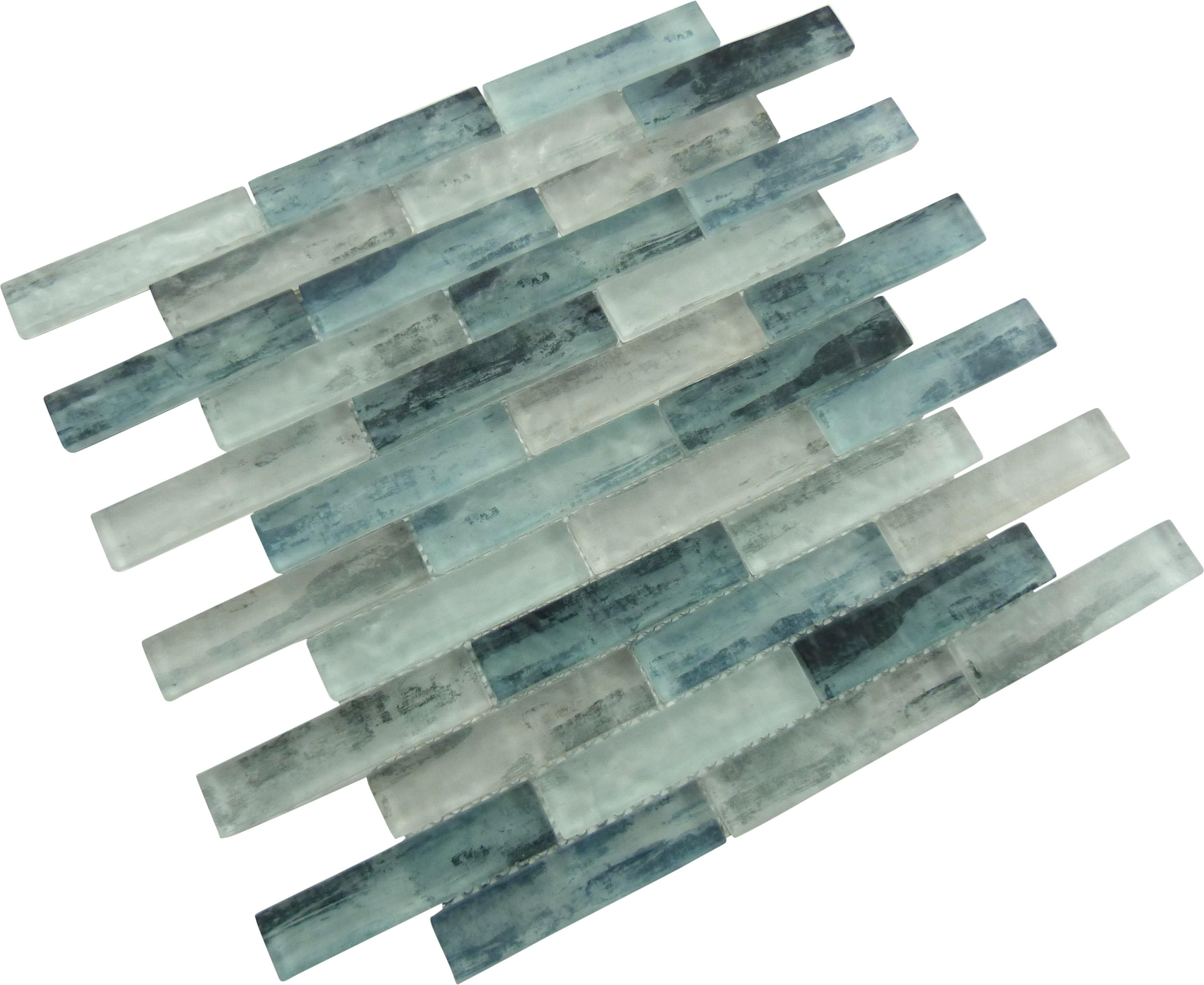 Metropolis Atlanna Aqua 1" x 4" Uniform Brick Matte Glass Tile Euro Glass