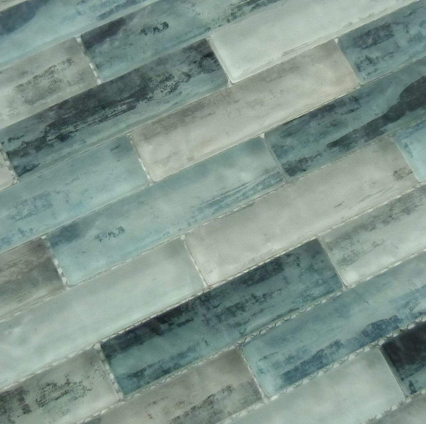 Metropolis Atlanna Aqua 1" x 4" Uniform Brick Matte Glass Tile Euro Glass