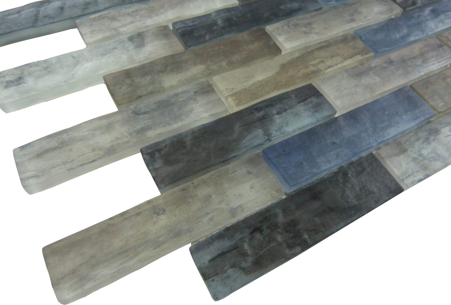 Metropolis Kent Sky Blue 1" x 4" Uniform Brick Matte Glass Tile Euro Glass