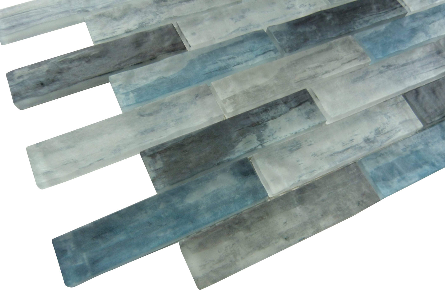 Metropolis Parker Blue 1" x 4" Uniform Brick Matte Glass Tile Euro Glass