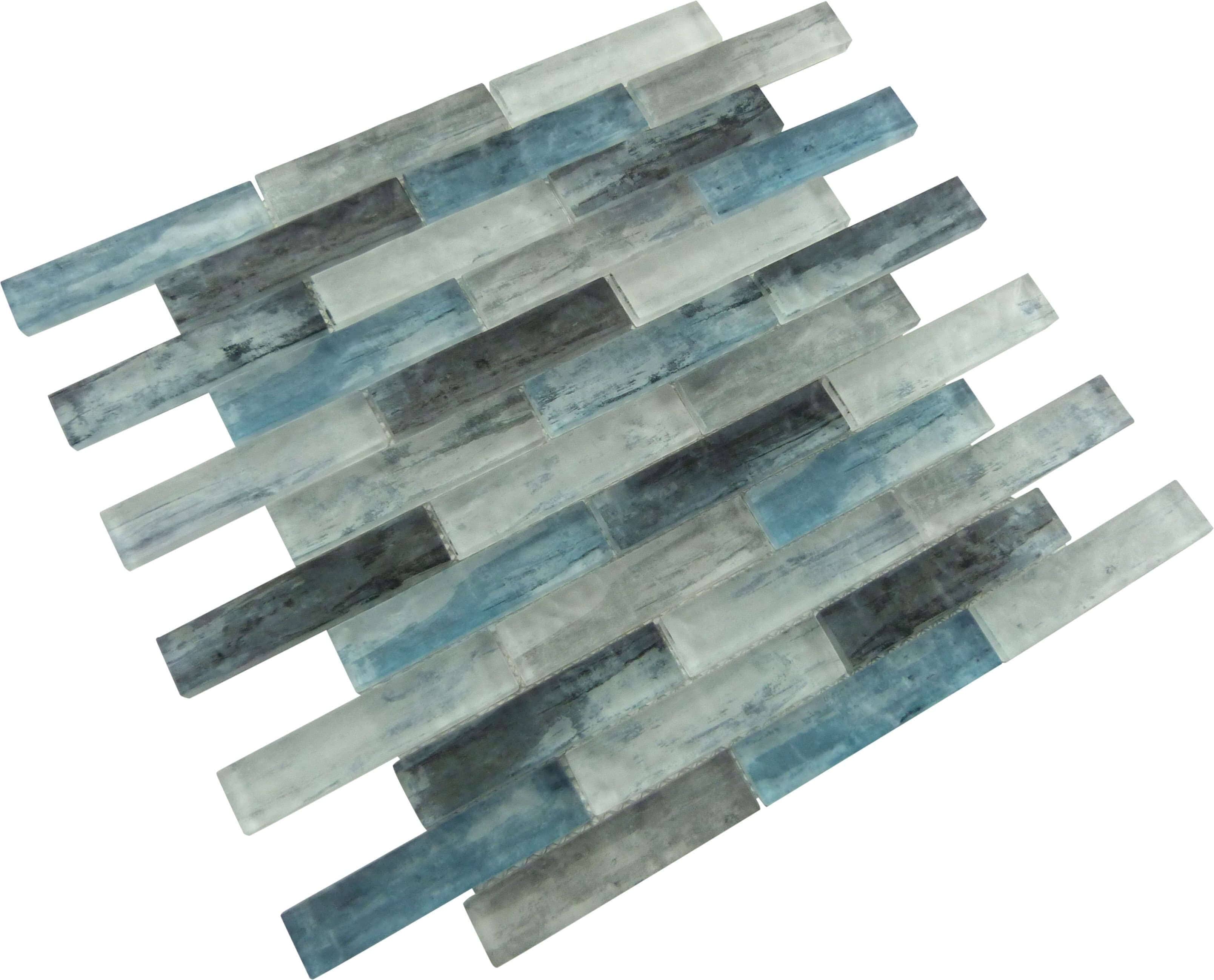 Metropolis Parker Blue 1" x 4" Uniform Brick Matte Glass Tile Euro Glass