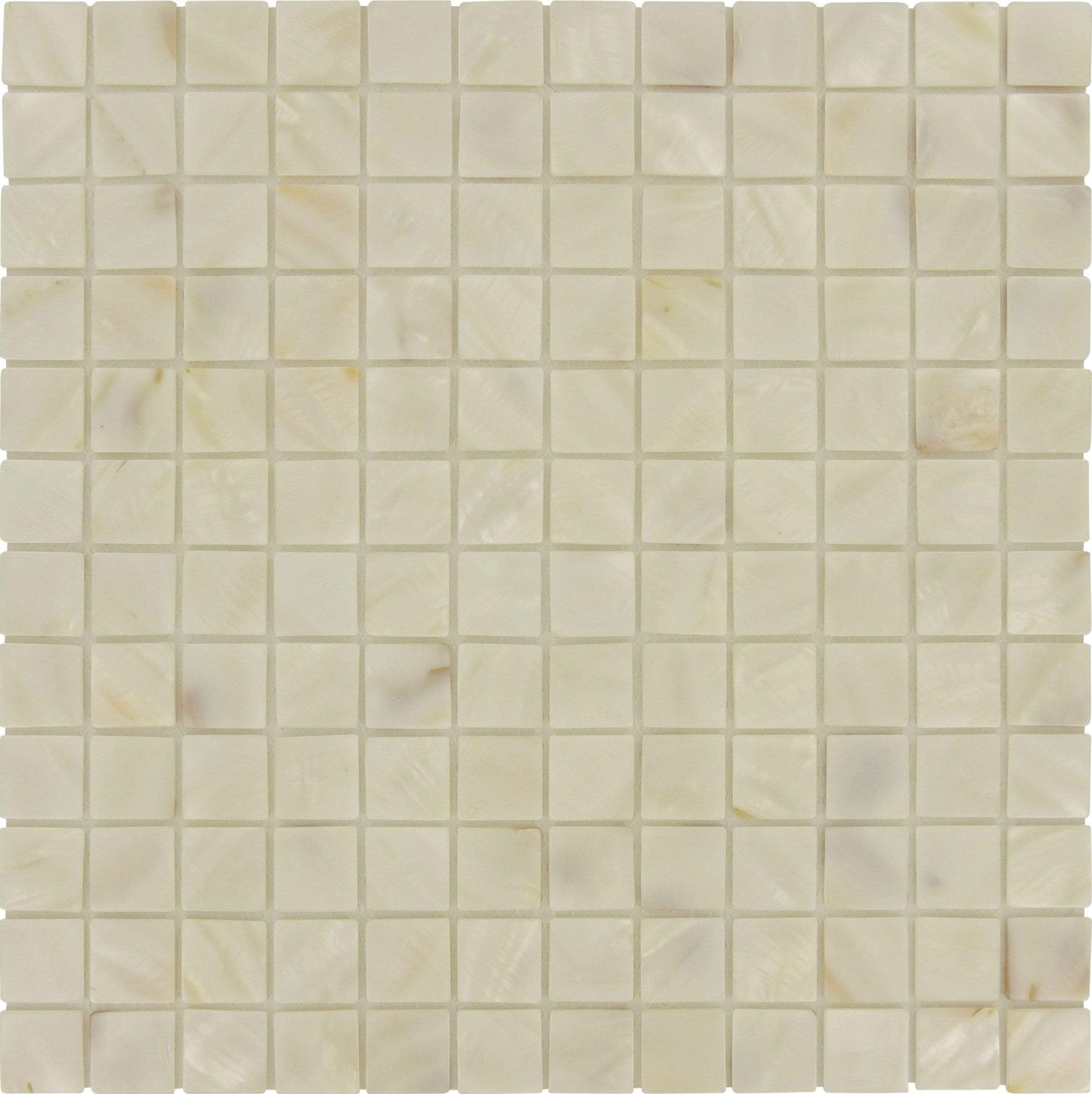 Mother of Pearl White 1'' x 1'' Shell Tile Euro Glass