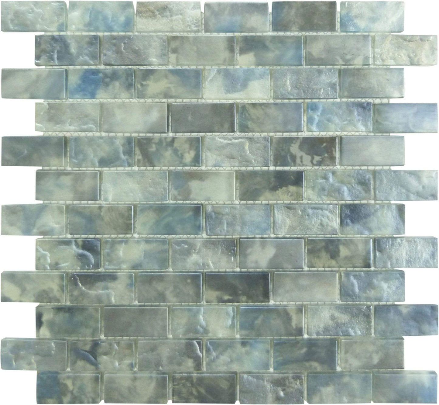 Mykonos Harbor Zeus Landing Grey 1" x 2" Iridescent Rippled Frosted Glass Pool Tile Euro Glass