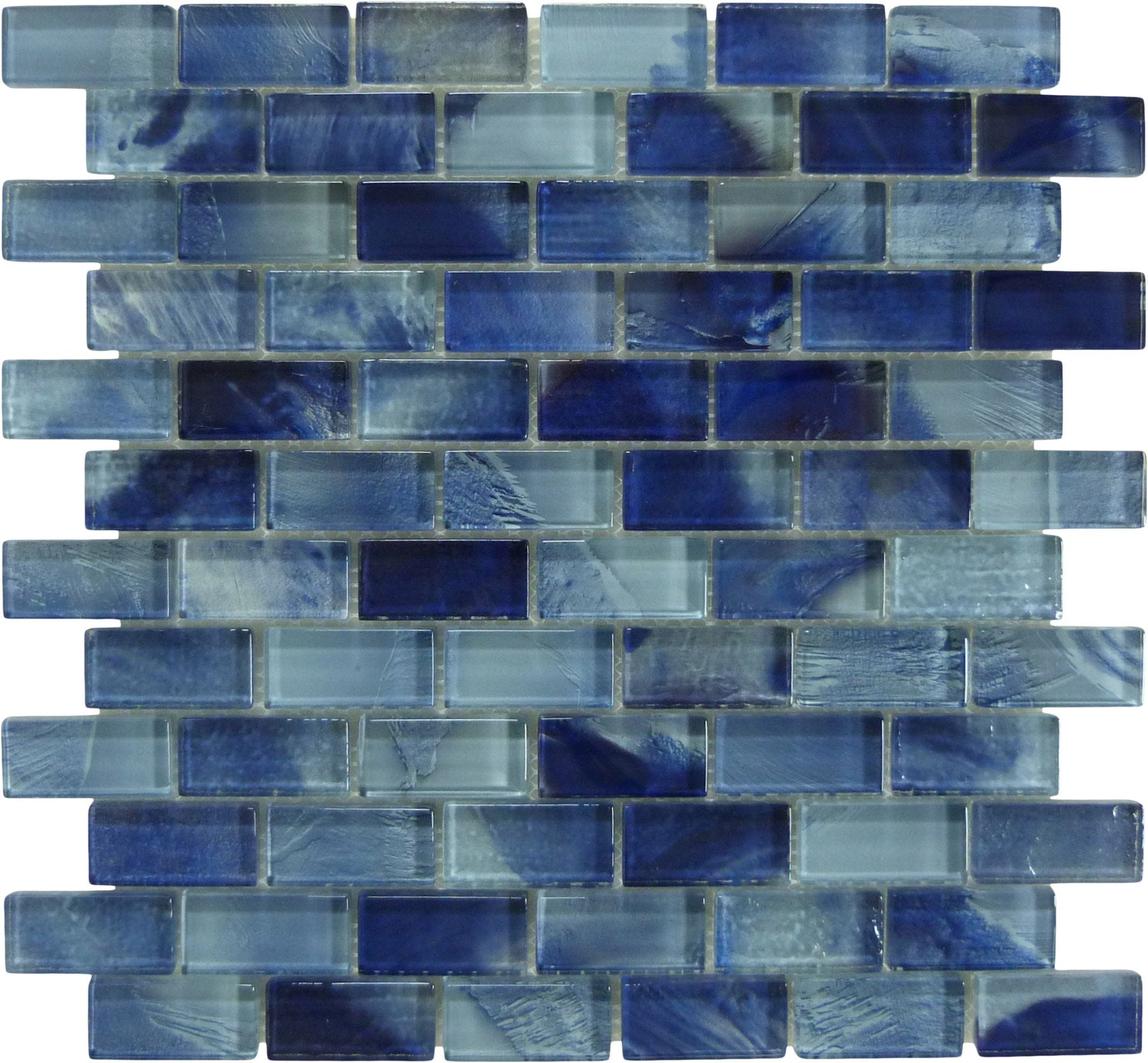 Natural Beauty Antigua Bay Blue 1x2 Glossy Glass Tile Euro Glass