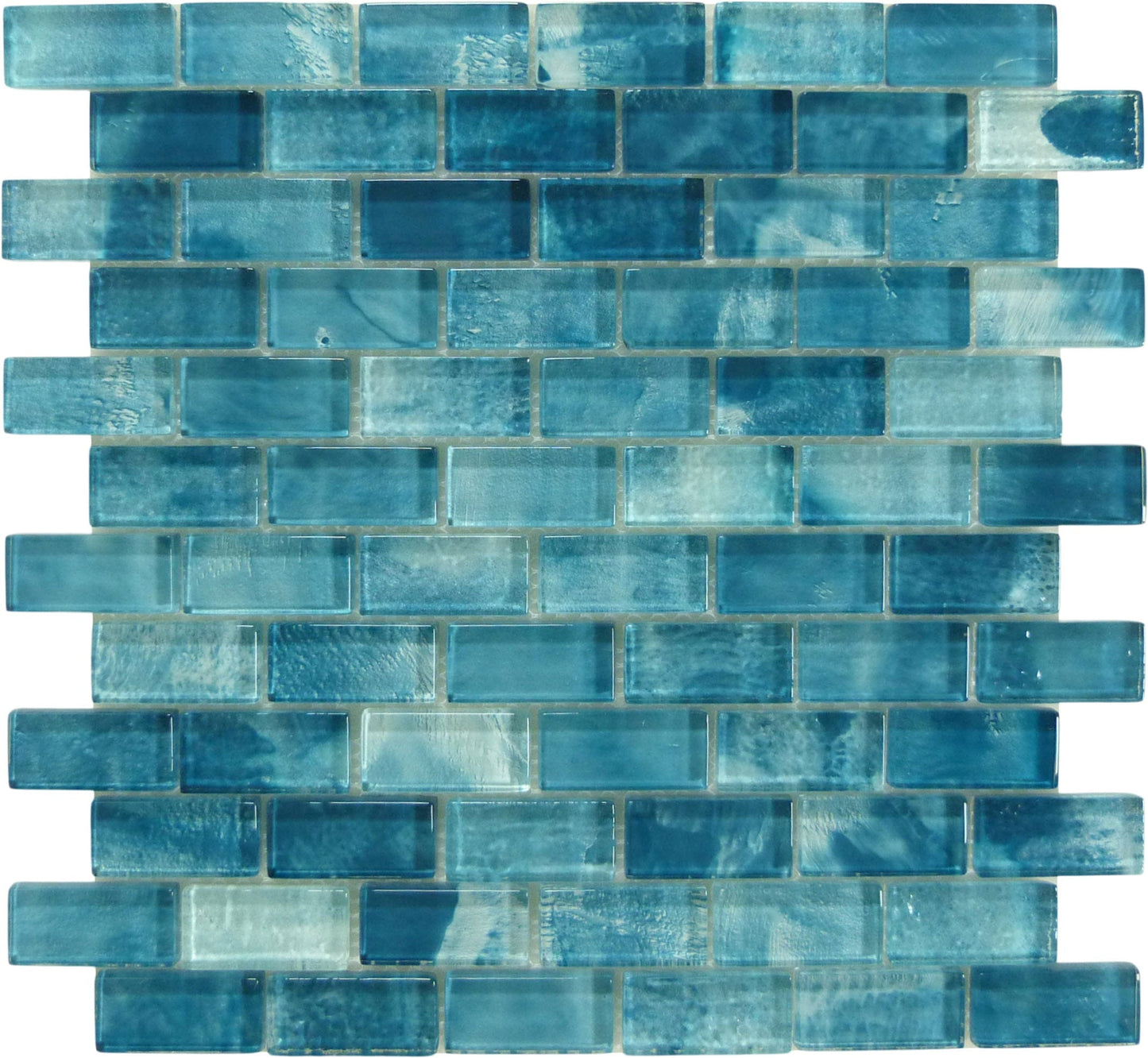 Natural Beauty Eternity Pool Aqua 1x2 Glossy Glass Tile Euro Glass