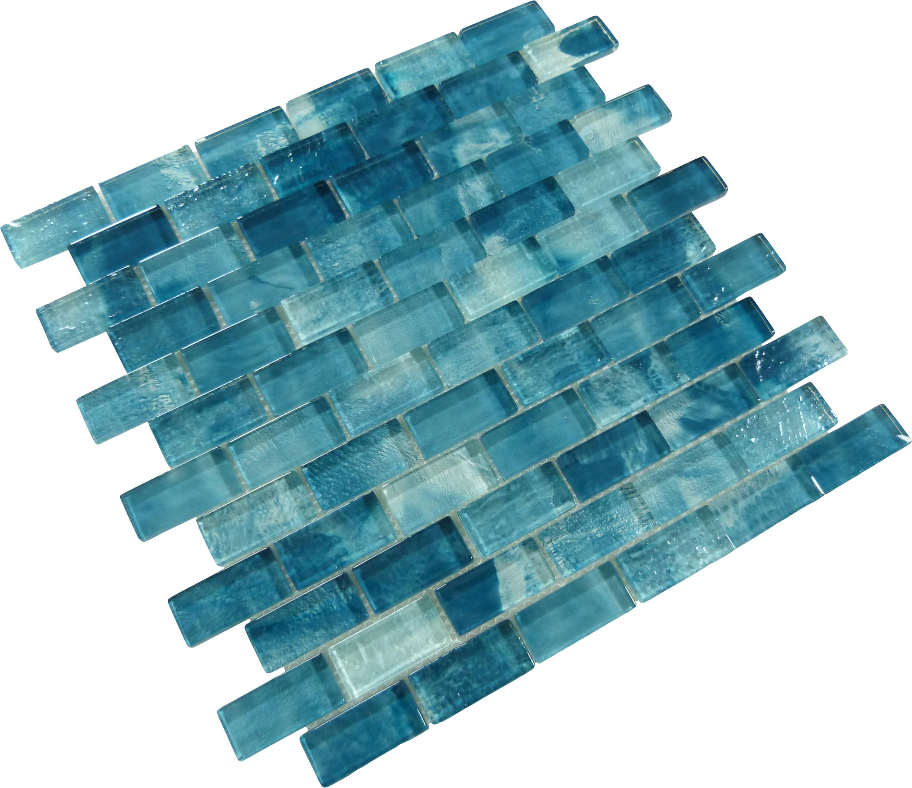 Natural Beauty Eternity Pool Aqua 1x2 Glossy Glass Tile Euro Glass