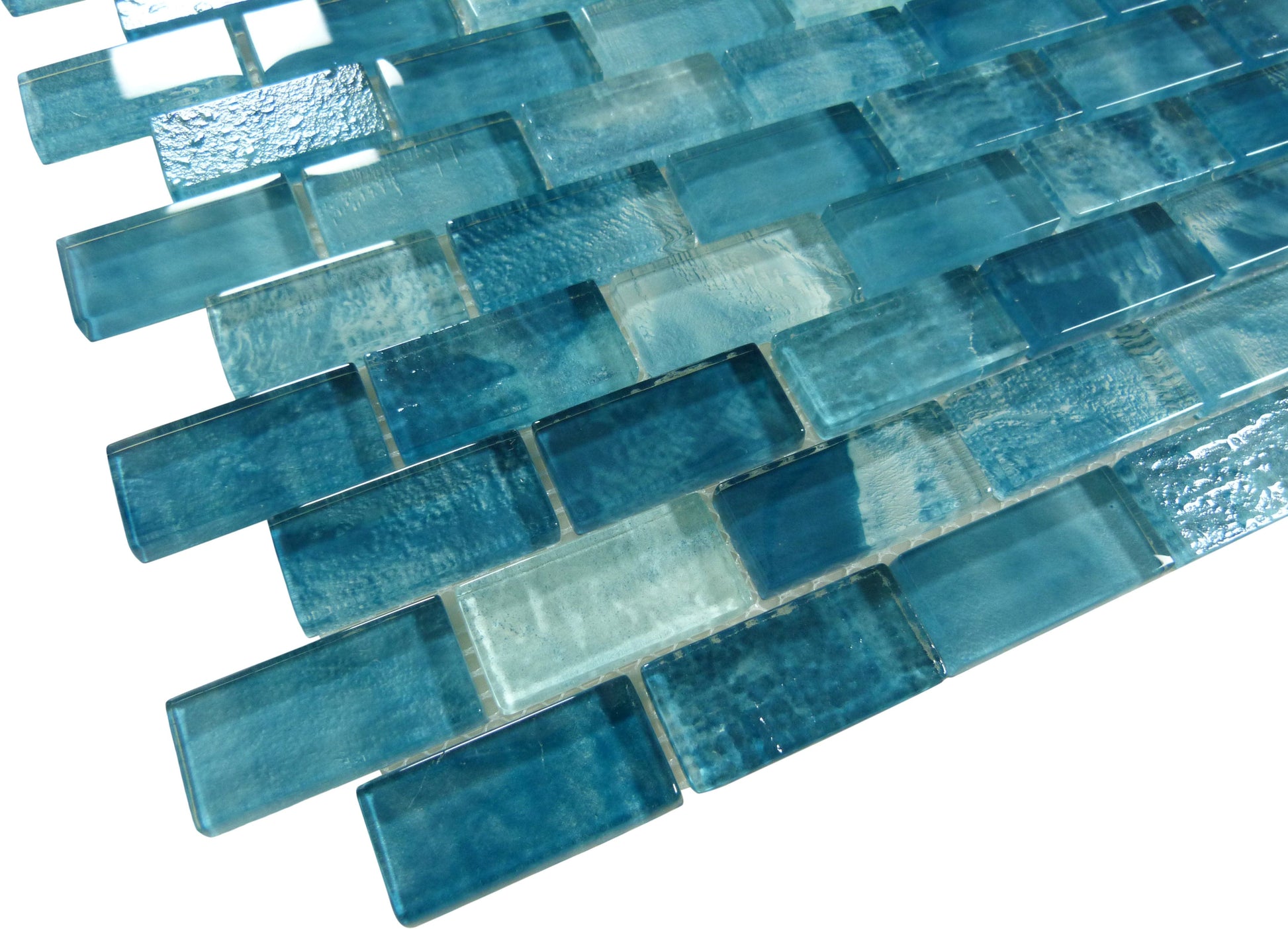 Natural Beauty Eternity Pool Aqua 1x2 Glossy Glass Tile Euro Glass