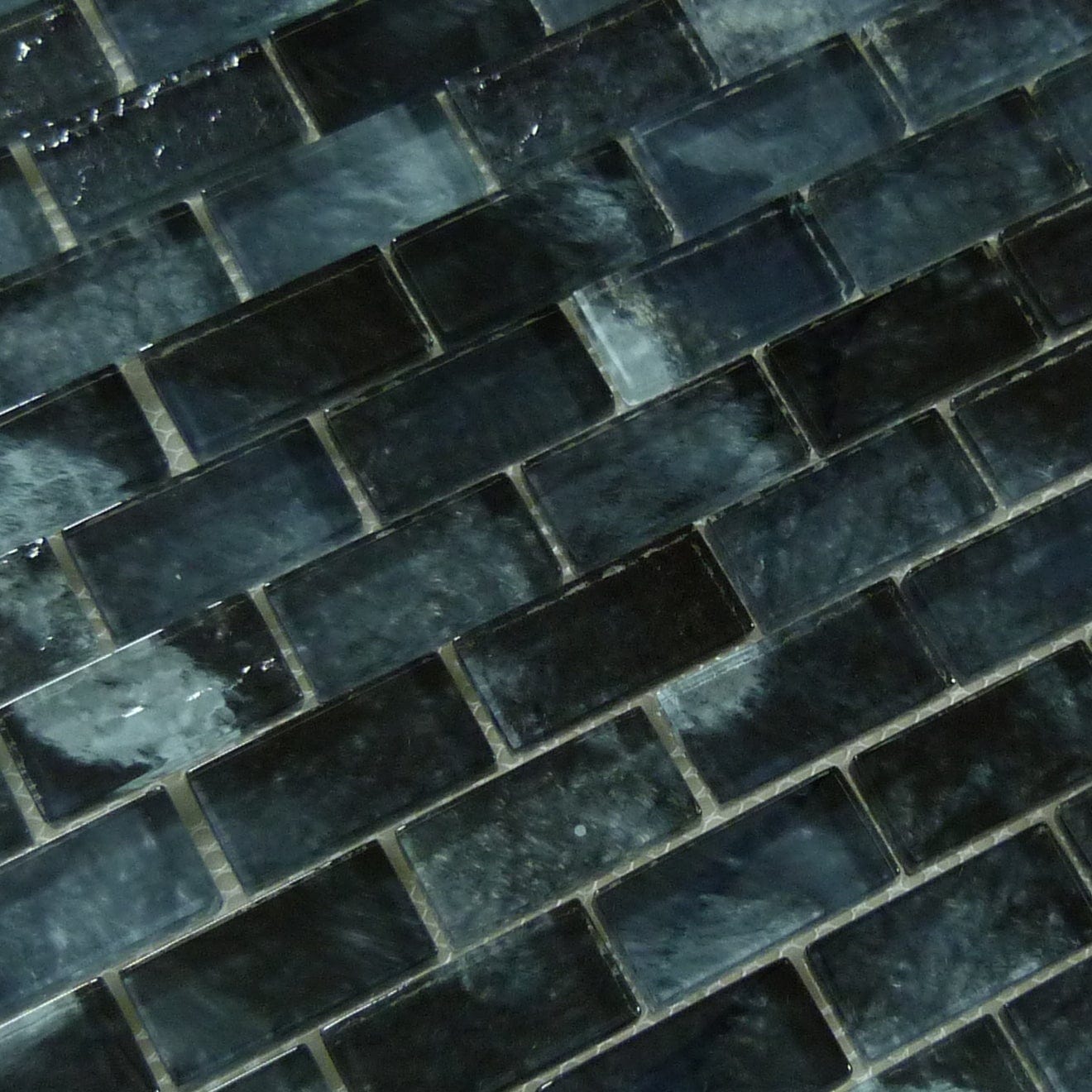 Natural Beauty Lake Garda Black 1x2 Glossy Glass Tile Euro Glass